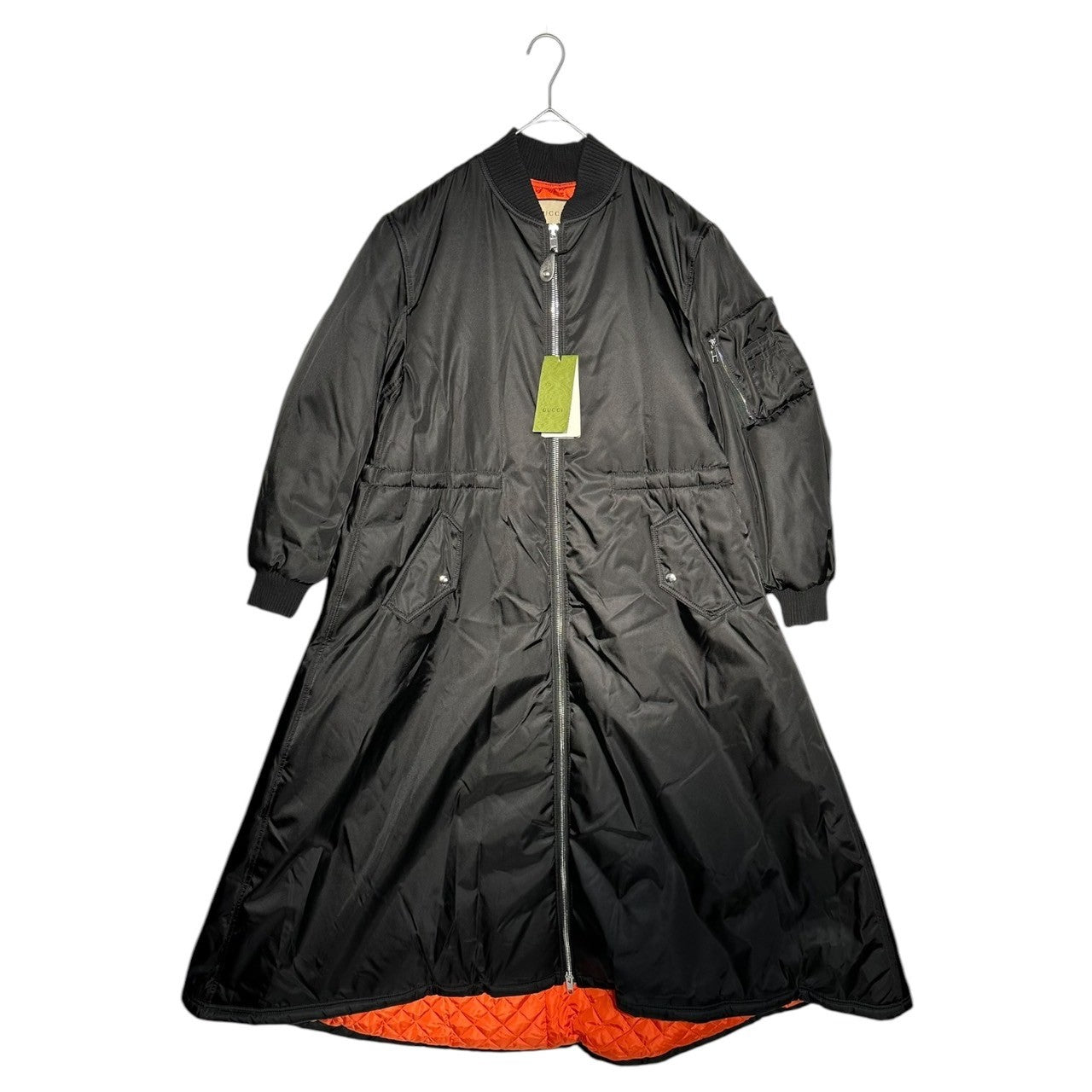 GUCCI(グッチ) Cruise 2024/25 collection MA-1 Flared Padded Coat フレア パテッド ロング コート 771448 40(L程度)メンズ着用可能 ブラック オーバーサイズ コレクションアイテム