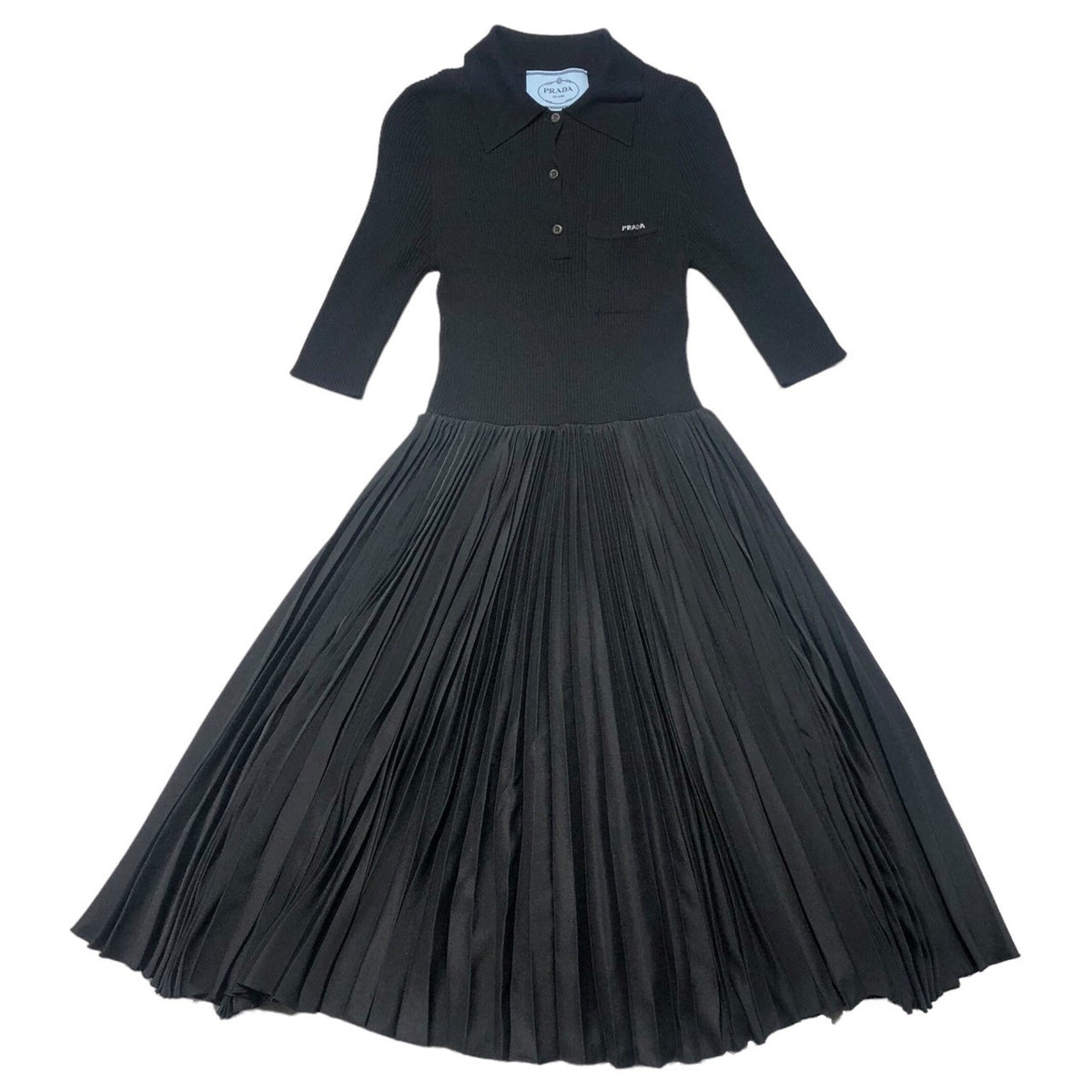 PRADA(プラダ) 20SS Chest logo knit polo pleated dress 胸ロゴ 