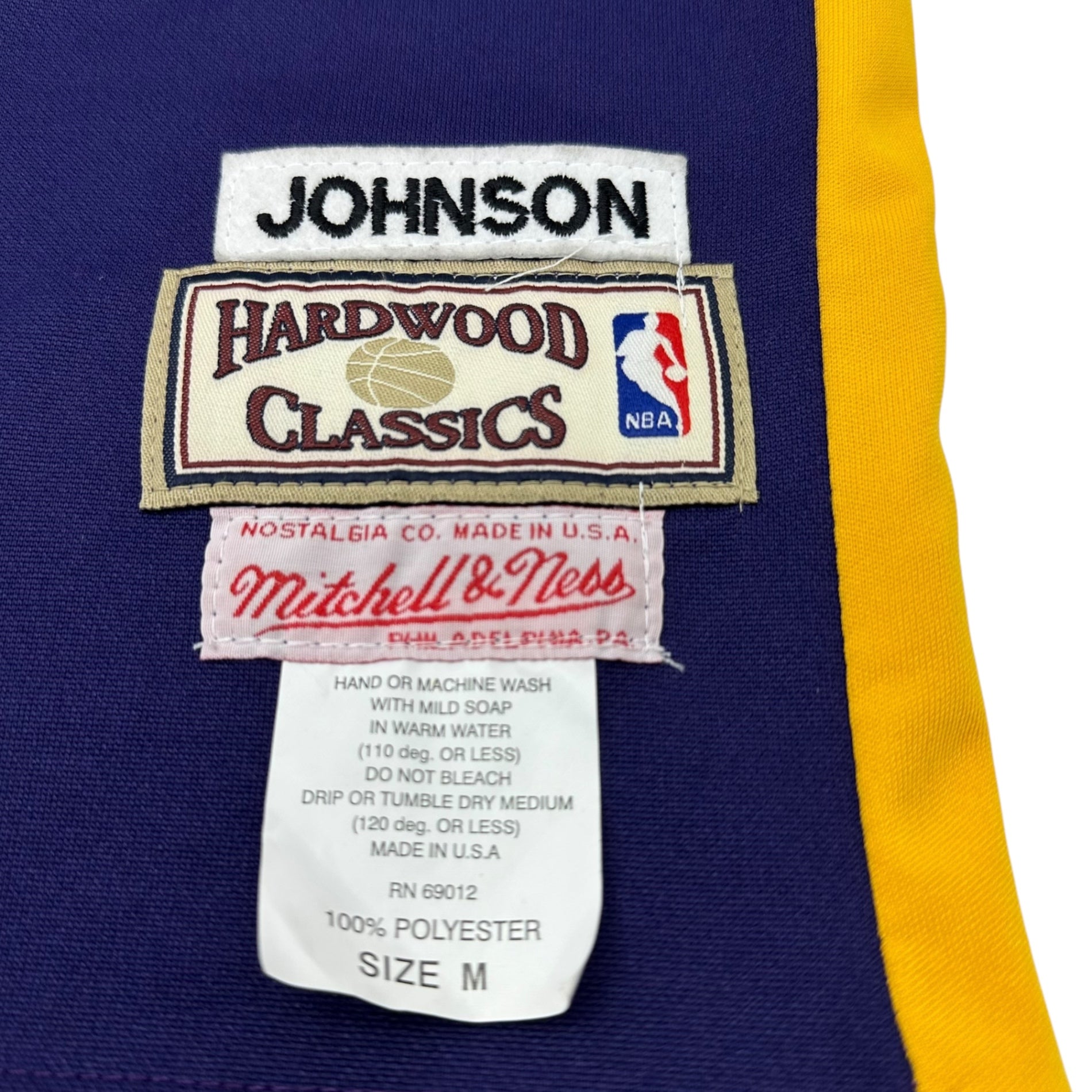 MITCHELL & NESS(ミッチェルアンドネス) "LAKERS 32 Magic Johnson" GAME SHIRT レイカーズ マジック ジョンソン ゲーム シャツ M パープル×イエロー USA製 NBA ユニフォーム タンクトップ