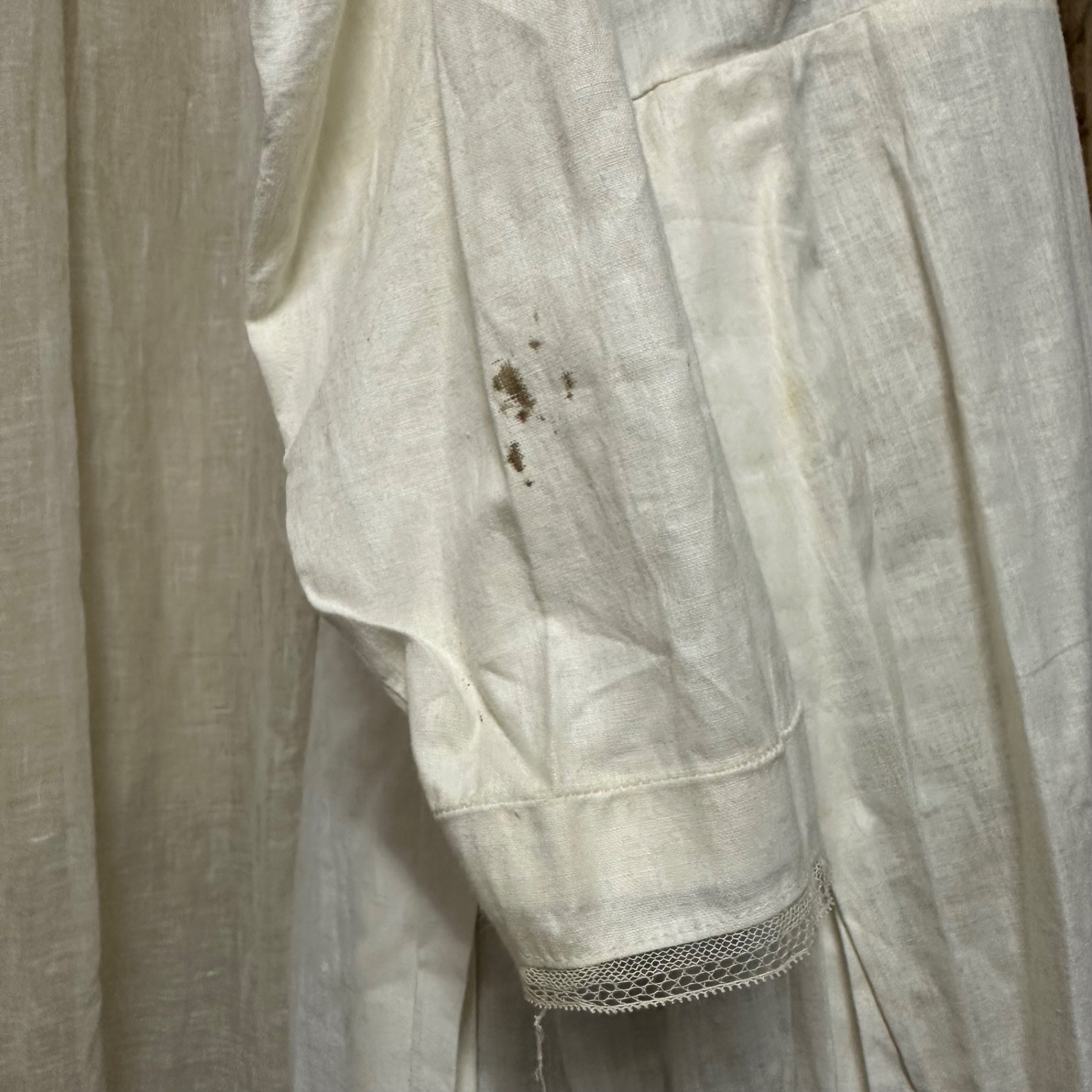 Euro Vintage(ヨーロッパヴィンテージ) Innocence_50's~ cotton lace long plain dress/コットンレースロング無地ワンピース 表記なし(Mサイズ程度) ベージュ