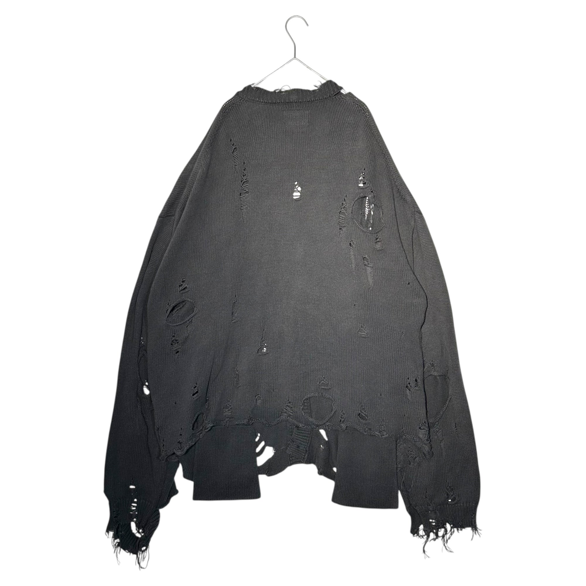 doublet(ダブレット) 23SS DESTROYED CARDIGAN デストロイ カーディガン コットン ダメージ加工 23SS34KN101 M ブラック 完売品