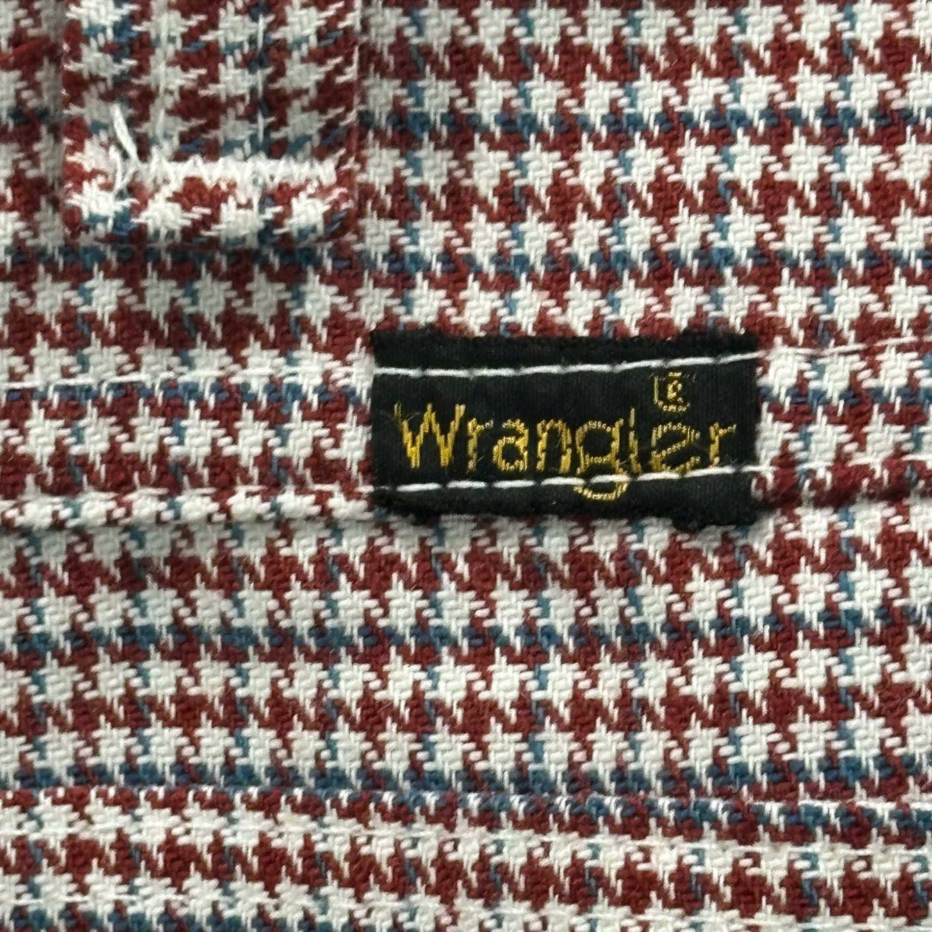 WRANGLER(ラングラー) 70~80's Fine houndstooth checkered slacks with a center crease ミクロ 千鳥柄 センタープレス スラックス パンツ 31 レッド IDEALジップ Wrangler刻印