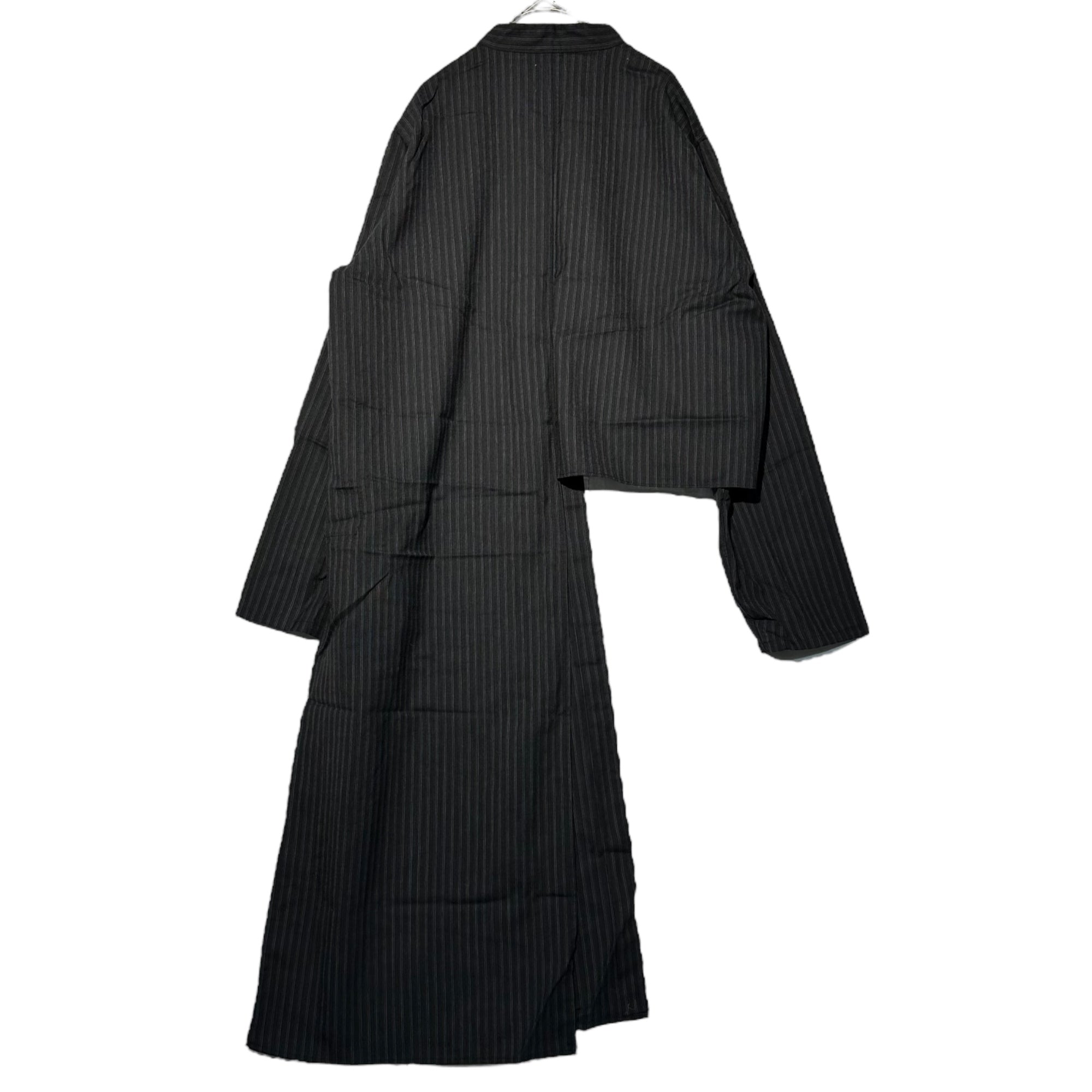 RANDY(ランディー) Striped Asymmetrical Long Shirt ストライプ アシンメトリー ロング シャツ チャコールグレー