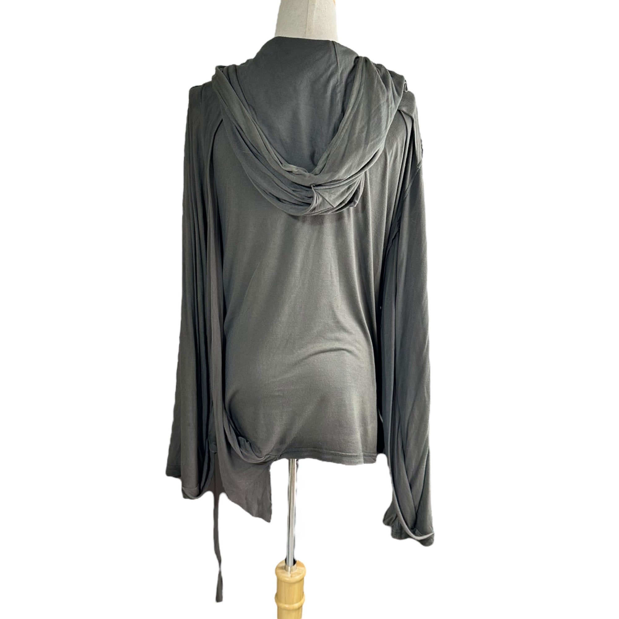 DIESEL(ディーゼル) 24AW T-AGO Destroyed hooded top in layered jersey デストロイ パーカー M グレー カットーソー 薄手