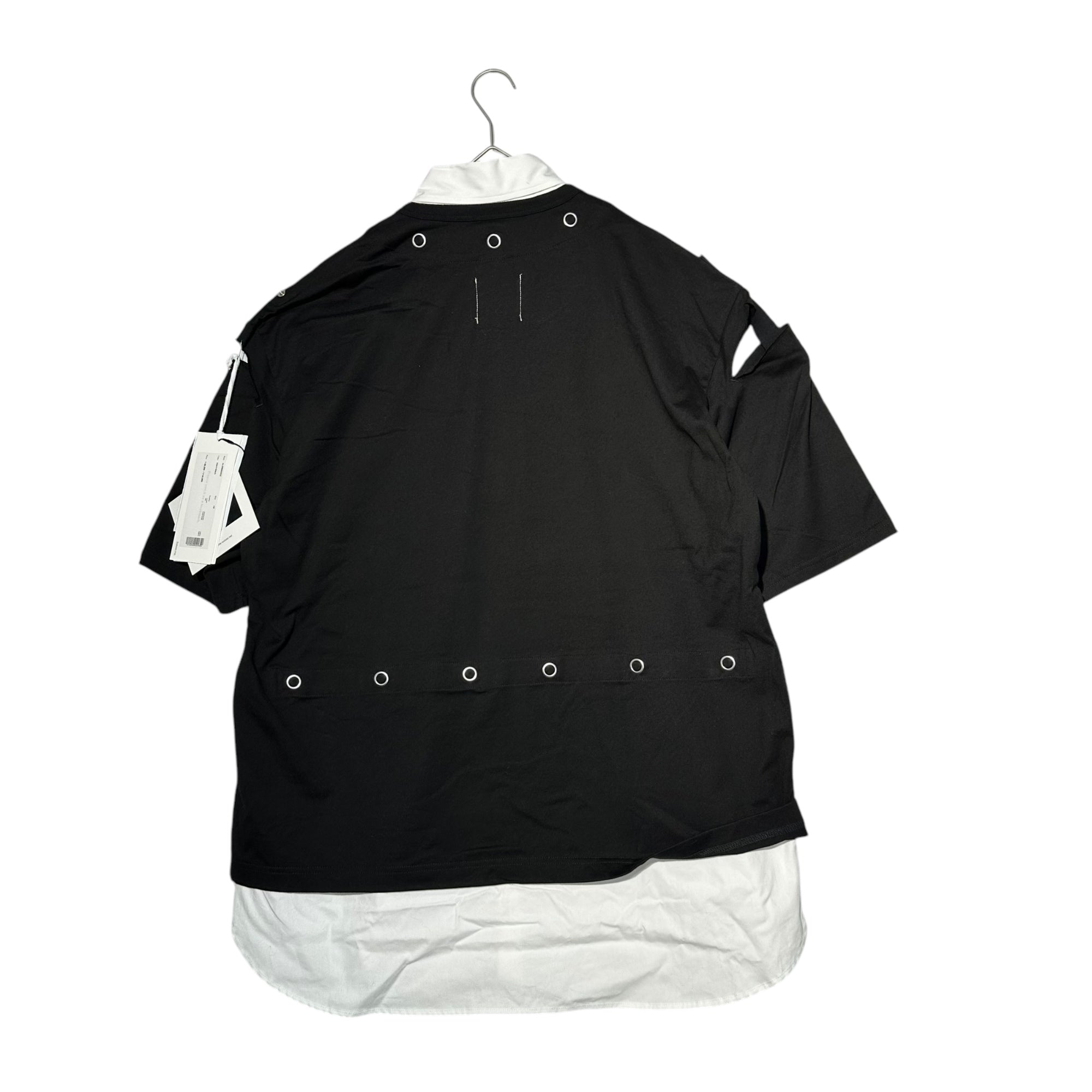 TAKAHIRO MIYASHITA The Soloist.(タカヒロミヤシタザソロイスト) attachment collar & tail short sleeve tee. -_joseph szabo レイヤード シャツ Tシャツ 0005SS22 48 ブラック×ホワイト