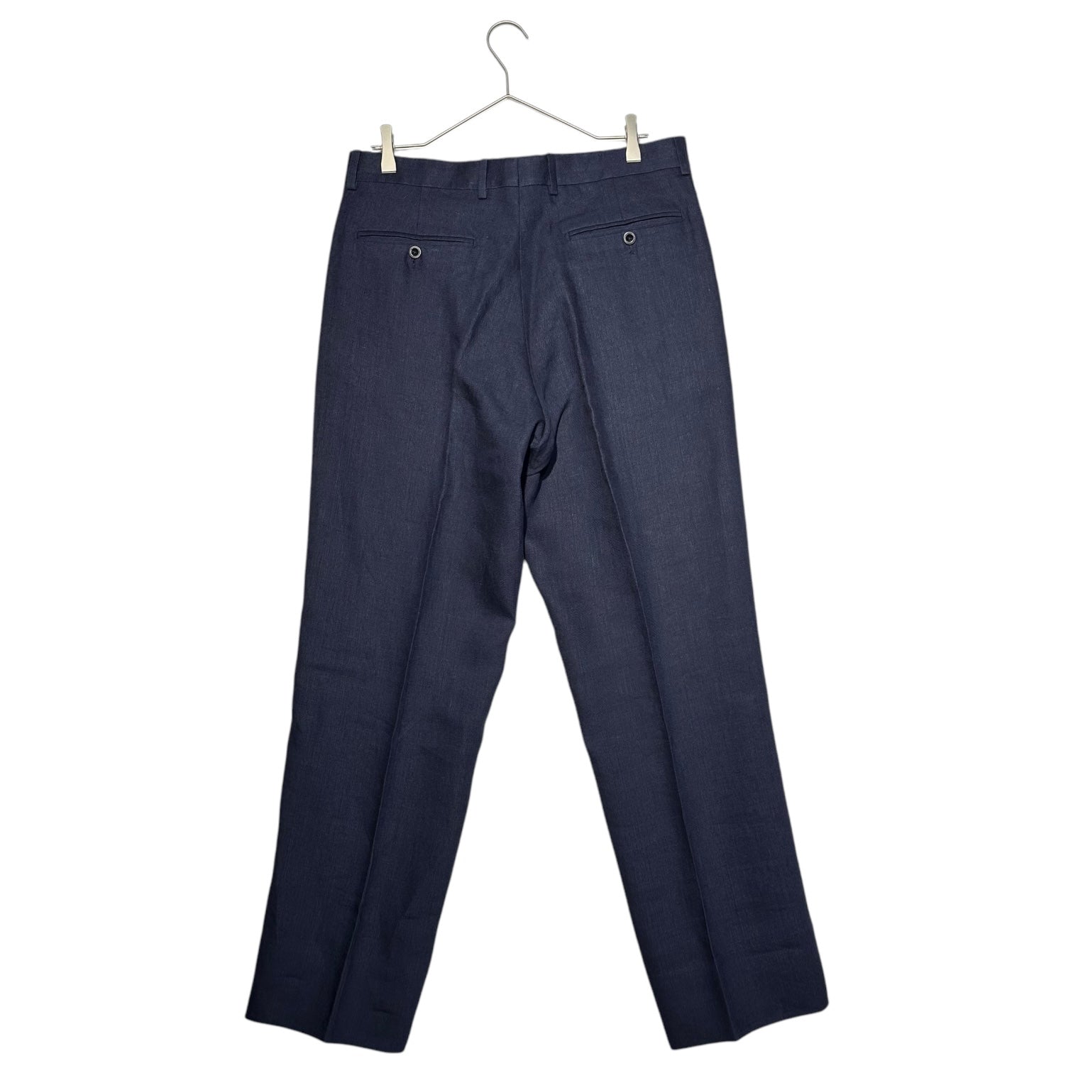 HERMES(エルメス) Linen Straight Trouser Pants リネン ストレート トラウザー パンツ 52(XL程度) ネイビー スラックス