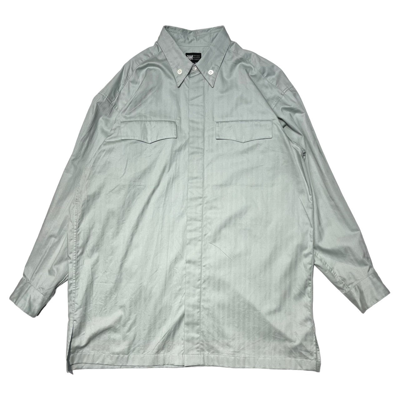 MIYAKE DESIGN STUDIO(ミヤケデザインスタジオ) 80's ~ 90's Flap Pocket Herringbone B/D Shirt フラップ ポケット ヘリンボーン ボタン ダウン シャツ ハミルトン社製 I61208-C M ライトグリーン 80年代~90年代 イッセイミヤケ