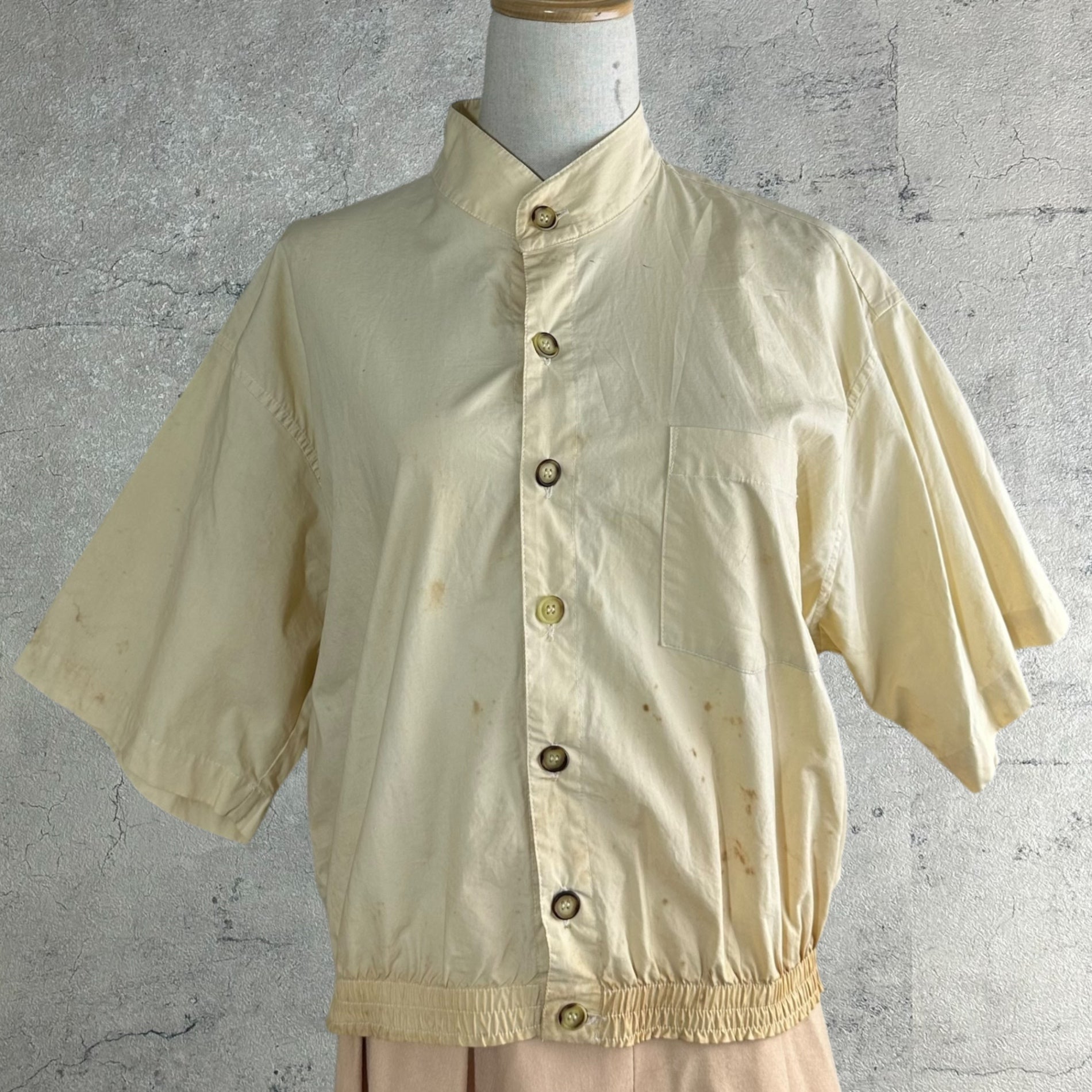 EMPORIO ARMANI(エンポリオアルマーニ) 80~90's vintage stand collar half sleeve jacket ヴィンテージ スタンドカラー ハーフスリーブ ジャケット 48(M) アイボリー