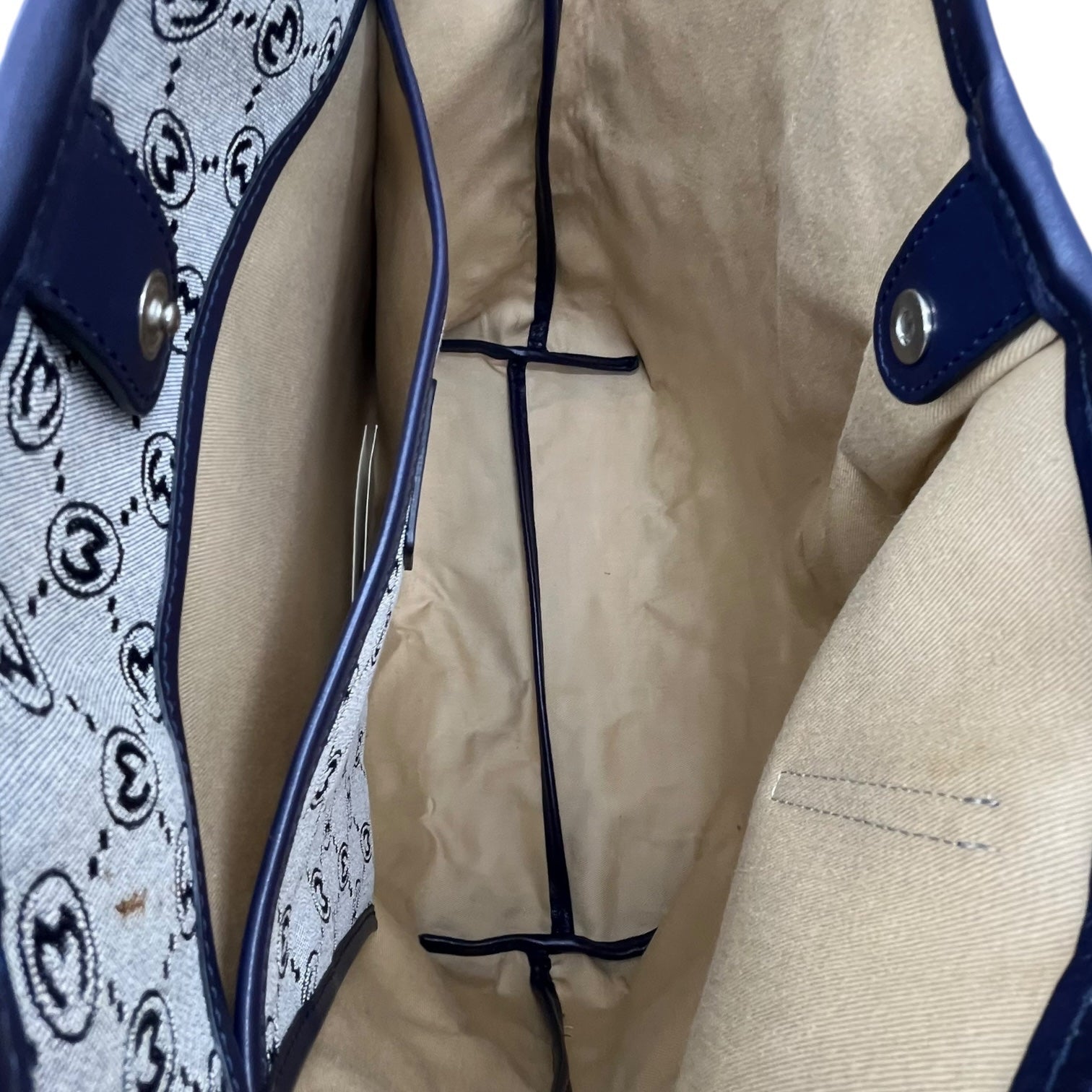 MORABITO(モラビト) モノグラム キャンパス オートグラフ トート バッグ グレー×ネイビー