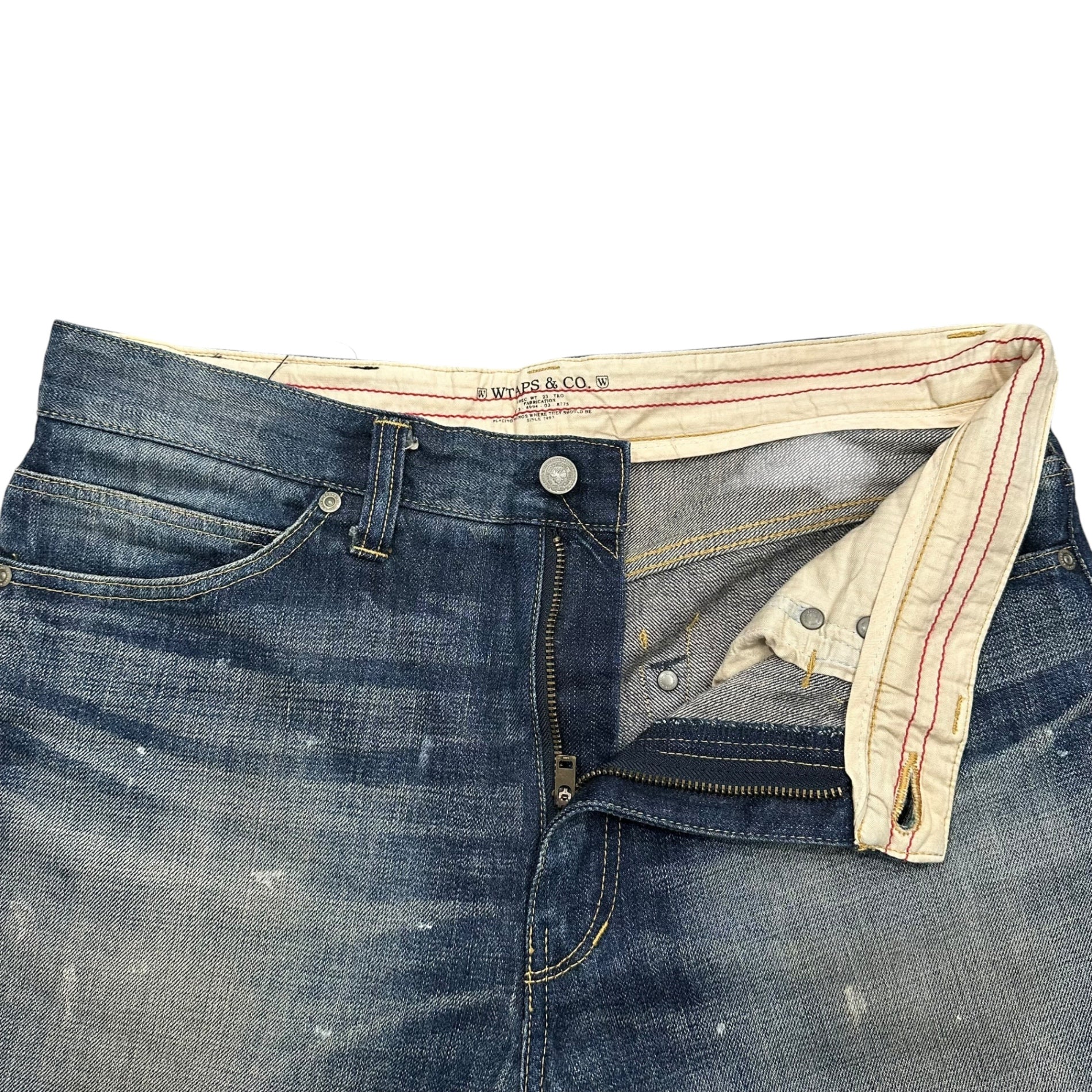 WTAPS(ダブルタップス) 11AW BLUES SKINNY TROUSERS COTTON DENIM TRASH ブルース スキニー パンツ コットン デニム トラッシュ 112GWDT-PTM07 M インディゴ ペンキ ヴィンテージ加工