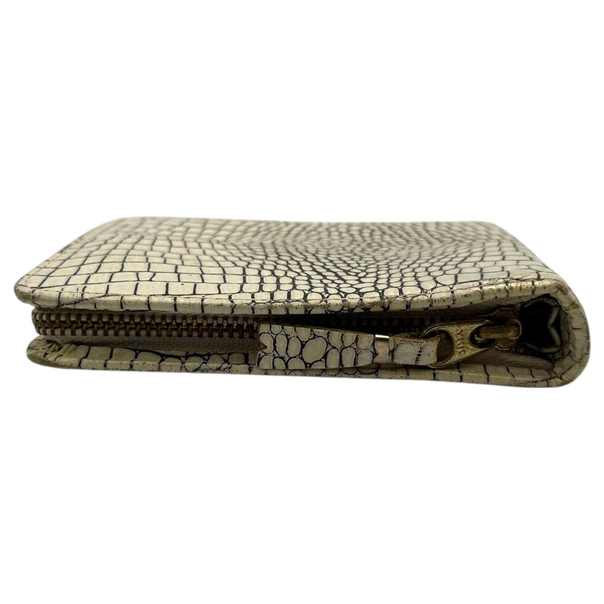 COMME des GARCONS(コムデギャルソン) Crocodile-Embossed Leather Round Zip Wallet クロコ型押し レザー ラウンド ジップ ウォレット ホワイト 2折り財布