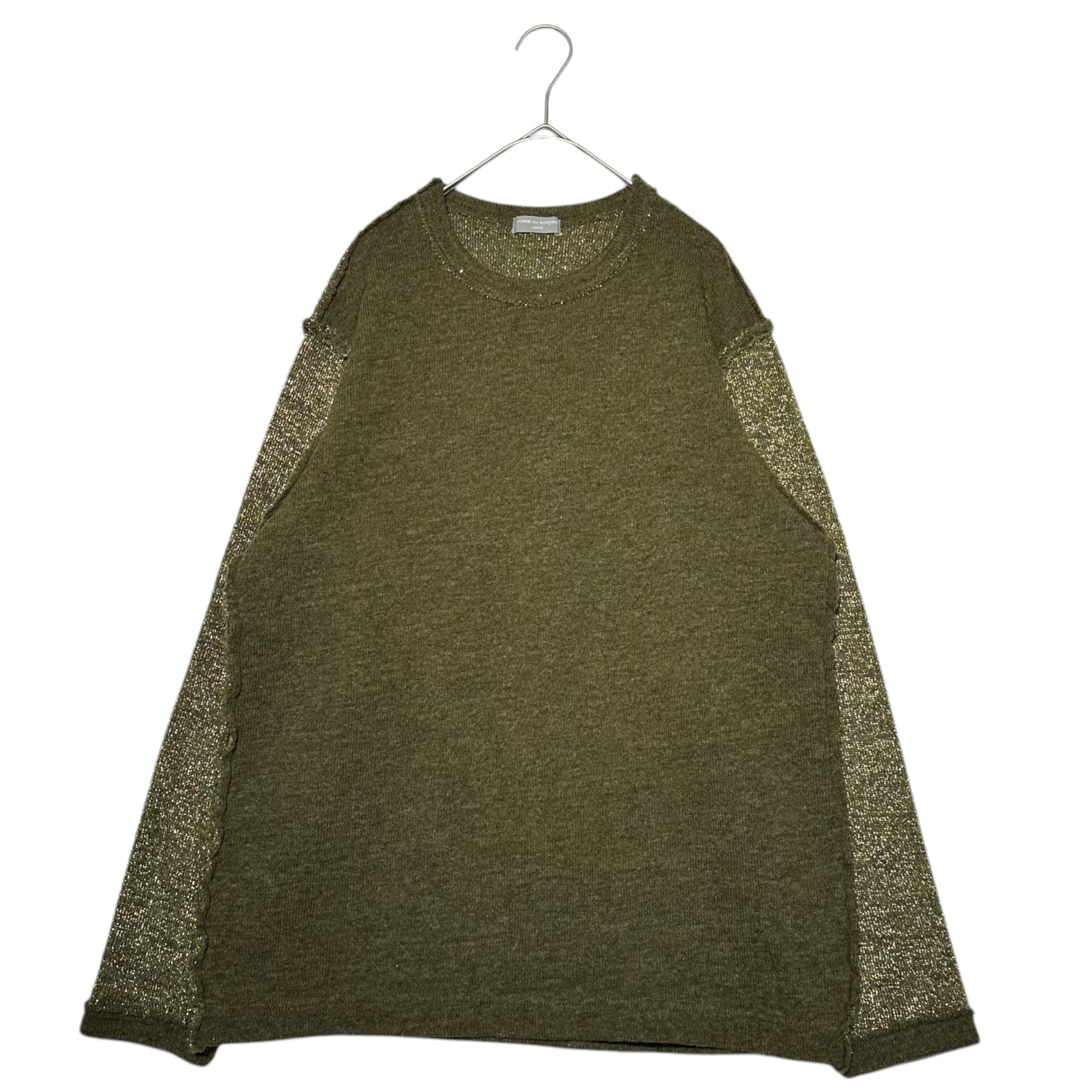 COMME des GARCONS HOMME(コムデギャルソンオム) 80~90's Archives Inside Out Sleeve Switching Crew Neck Wool Knit アーカイブ インサイドアウト 袖切替 クルーネック ウール ニット 田中オム FREE グレー