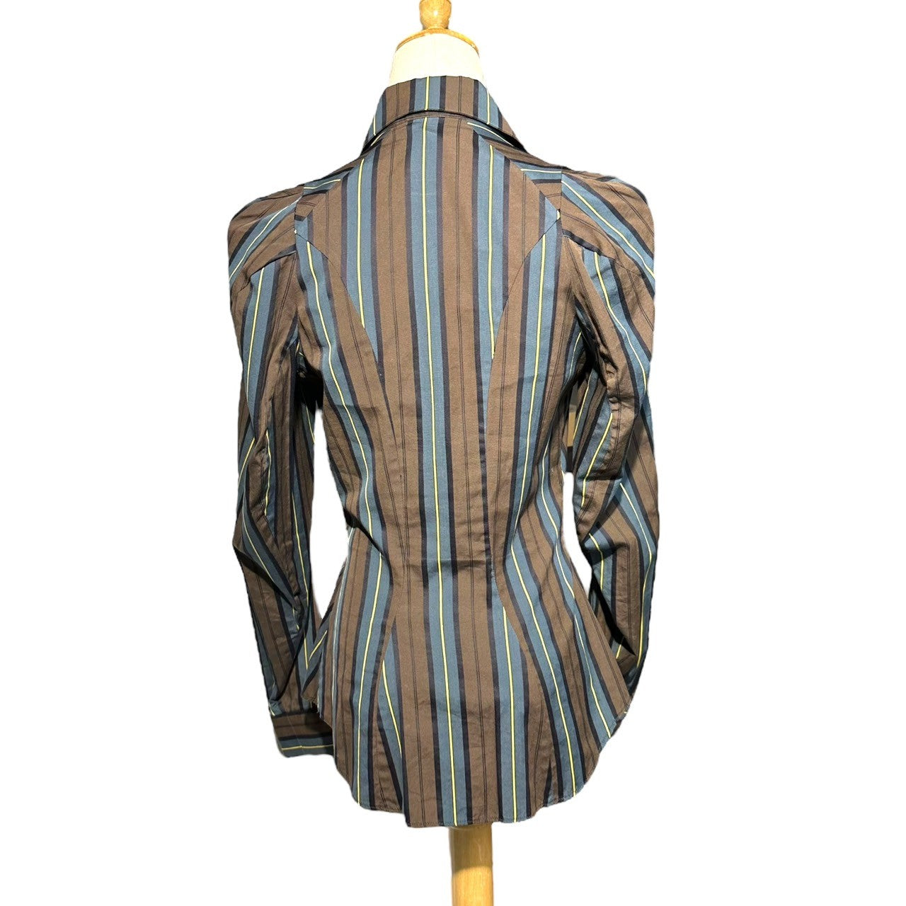 Vivienne Westwood COUTURE(ヴィヴィアンウエストウッドクチュール) 00's Layered Docking Striped L/S Shirt レイヤード ドッキング ストライプ 長袖 シャツ 356-85578 40(L程度) マルチ ブラウス オリゾンティタグ