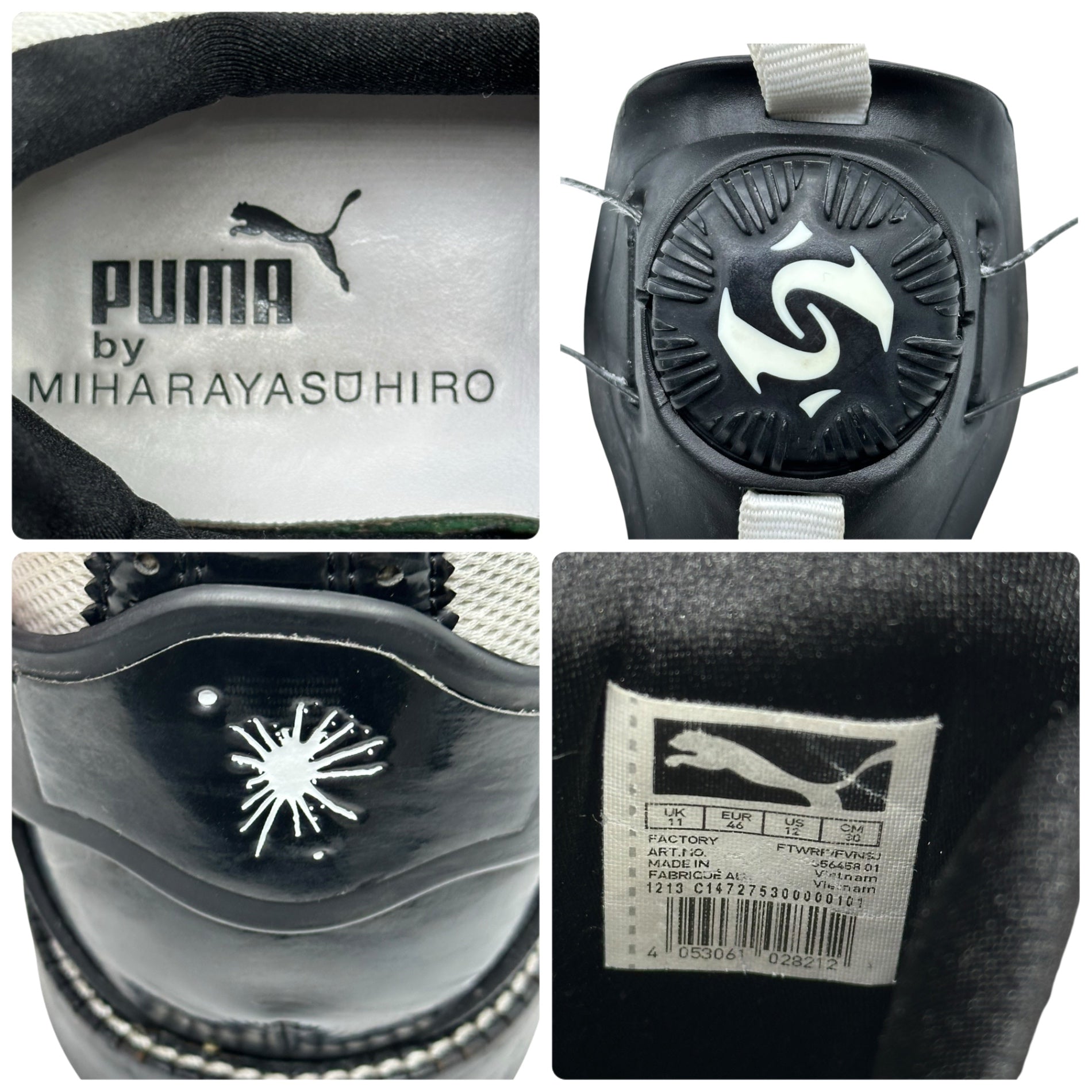 PUMA by MIHARA YASUHIRO(プーマバイミハラヤスヒロ) 14SS MY-72 "Patent" DISC ディスク ウィングチップ ドレス シューズ 35645801 30cm ブラック×ホワイト メッシュ スニーカー コラボ