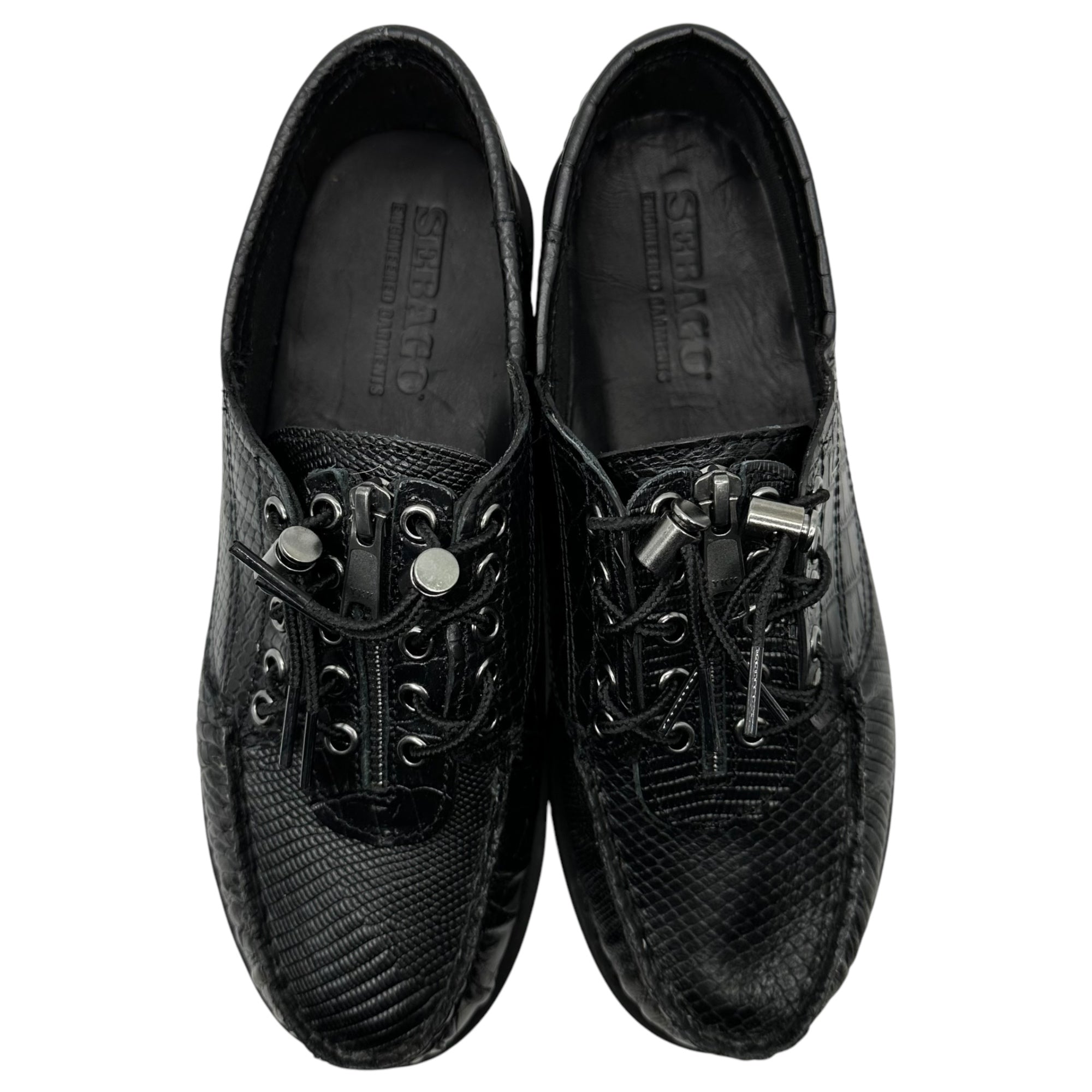 Engineered Garments×SEBAGO(エンジニアードガーメンツ×セバゴ) Zipper Deck Exotic ジッパーデッキ エキゾチック デッキ シューズ 77113FW 27.54cm ブラック レザー 革靴