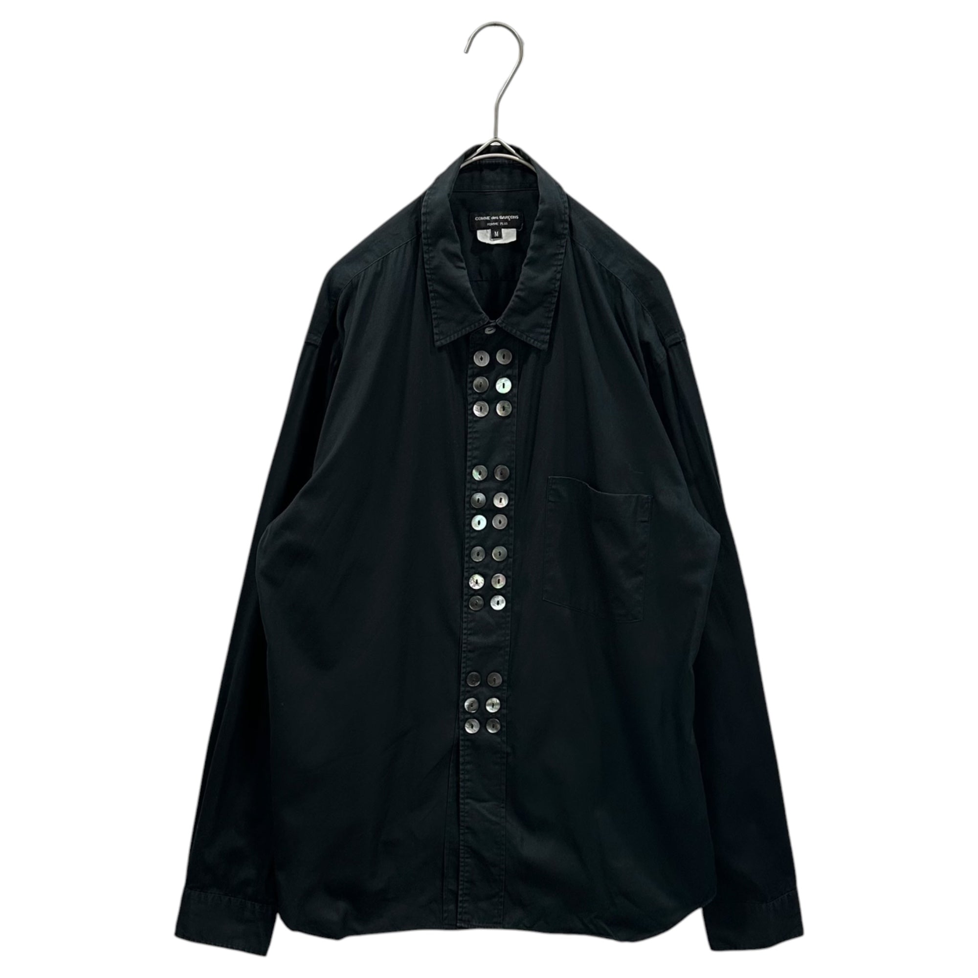 COMME des GARCONS HOMME PLUS(コムデギャルソンオムプリュス) 2015SS Two-button Regular-Collar Cotton L/S Shirt 2連 ボタン レギュラーカラー コットン 長袖 シャツ PO-B025 M ブラック AD2014 平和の軍隊