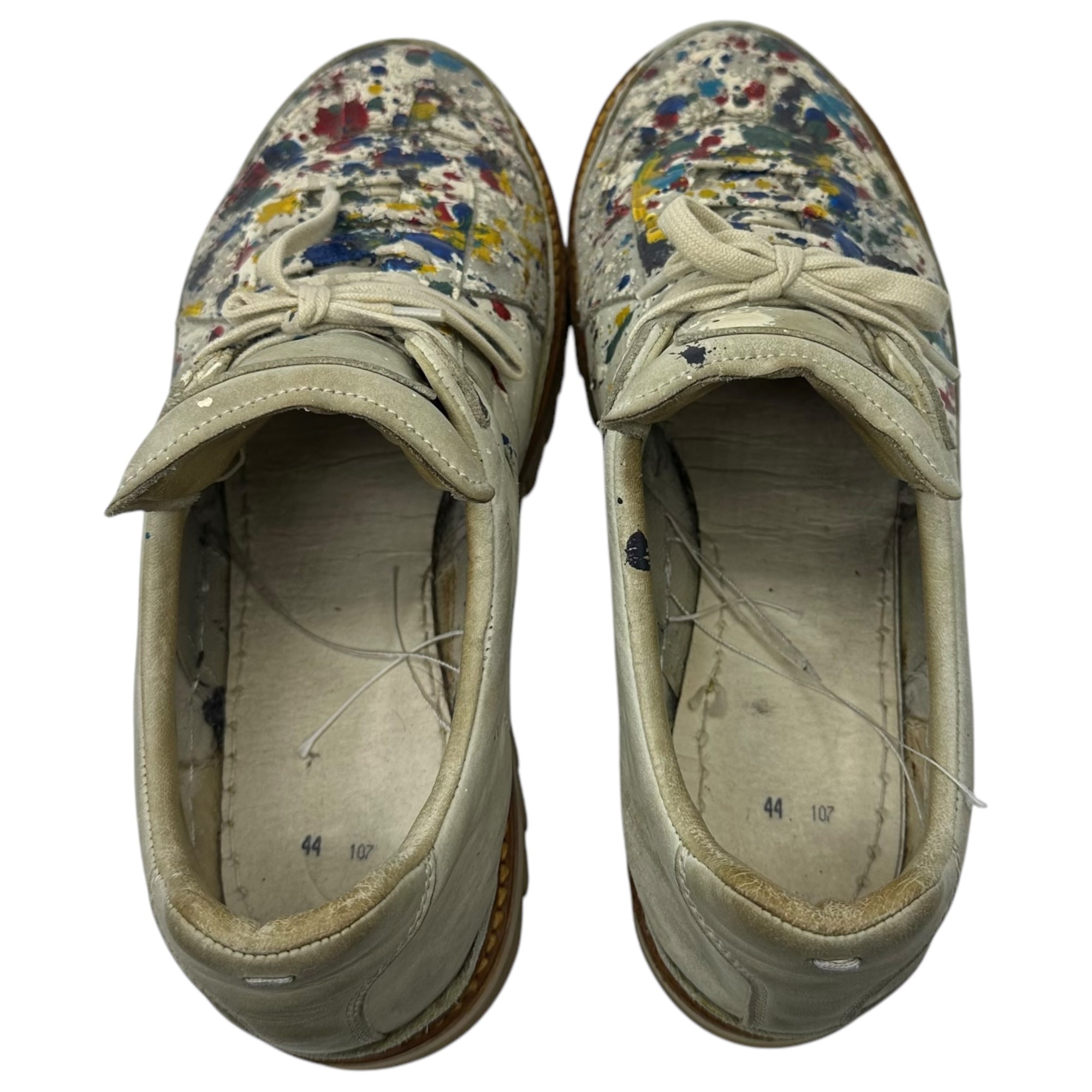 Maison Martin Margiela(メゾン マルタンマルジェラ) BEANCHETTE GERMAN TRAINER Shark Sole Remake ペンキ 加工 ジャーマントレーナー シャークソール リメイク 44(29cm程度) グレー スニーカー 革靴