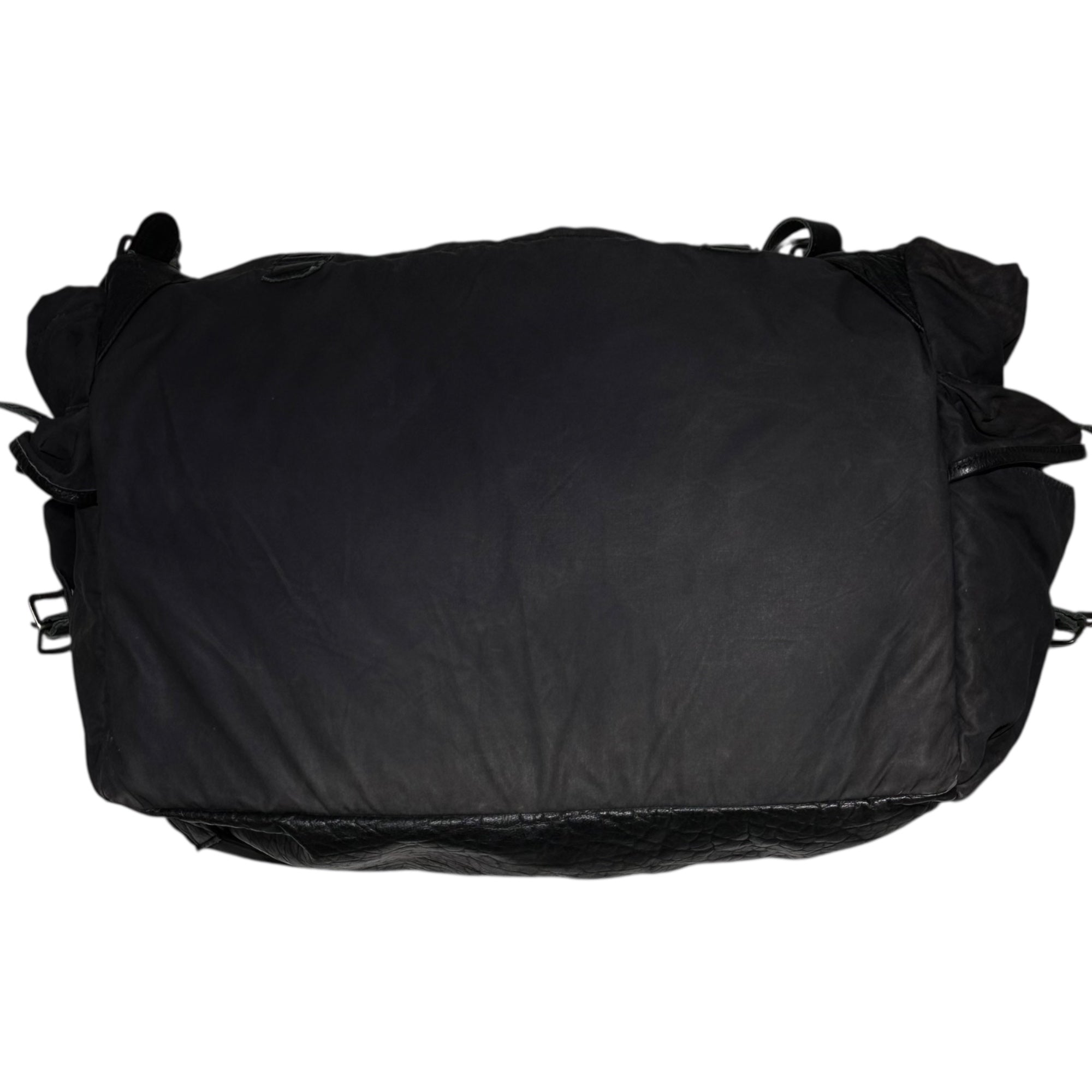 STIFF(スティッフ) Leather-Trimmed Big Messenger Bag レザー 切替 ビッグ メッセンジャー バッグ ブラック