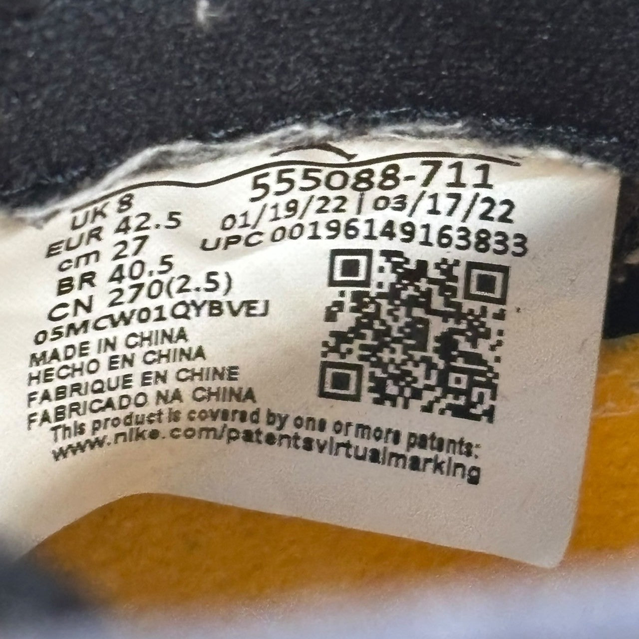 NIKE(ナイキ) Air Jordan 1 Retro High OG "Taxi" エアジョーダンワン レトロ ハイ スニーカー 555088-711 27.0cm イエロー×ブラック