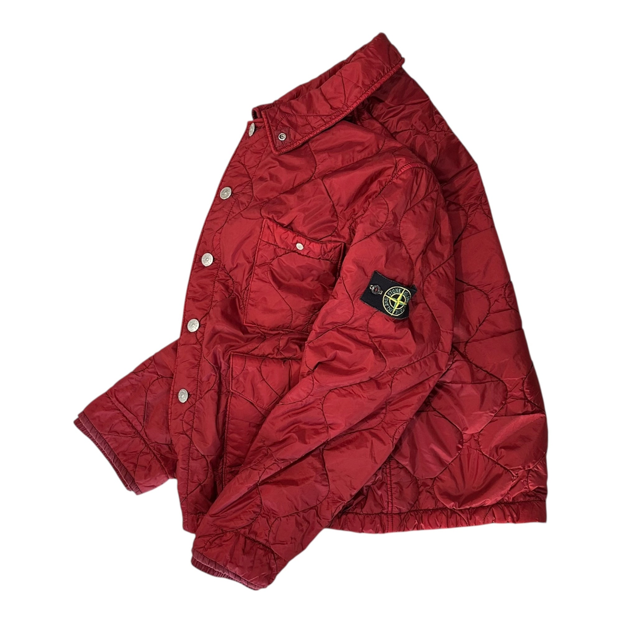 STONE ISLAND(ストーンアイランド) 01AW Garment dye Quilted Nylon Padded Jacket ガーメントダイ キルティング 中綿 ジャケット 3515M218 L レッド アーカイブ 00's カバーオール