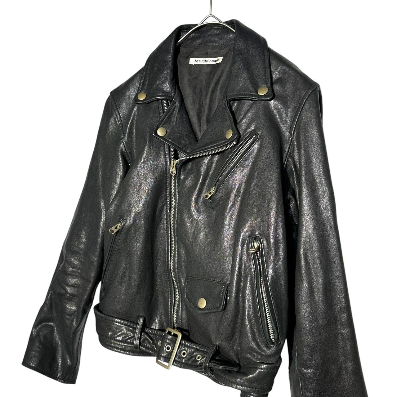 beautiful people(ビューティフルピープル) Riders Jackets ラムレザー ダブル ライダース ジャケット 1343402401 150(M程度) ブラック