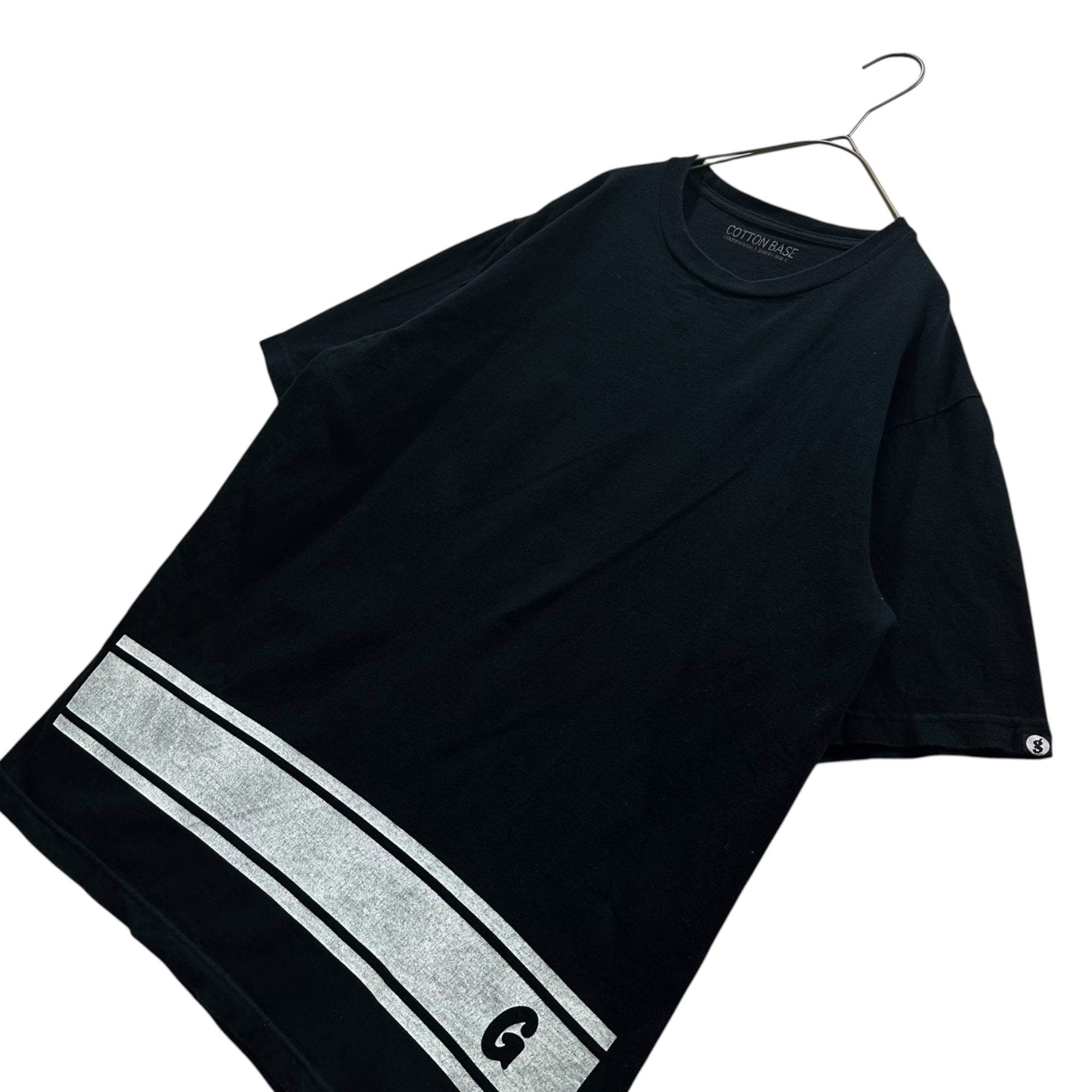 GOODENOUGH(グッドイナフ) 2009's cotton base Line print s/s T-shirt ライン プリント 半袖 Tシャツ L ブラック×ホワイト
