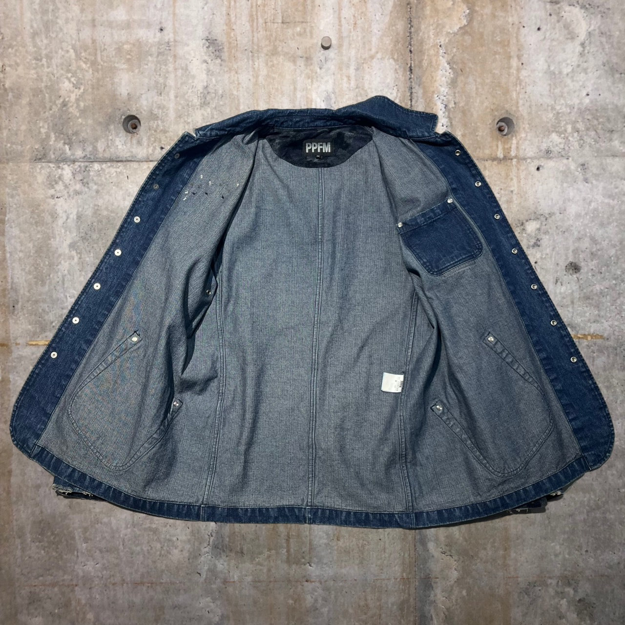 PPFM(ピーピーエフエム) 05'sユーズド加工ボボタン装飾カバーオール 35-02BC06 M ブルー