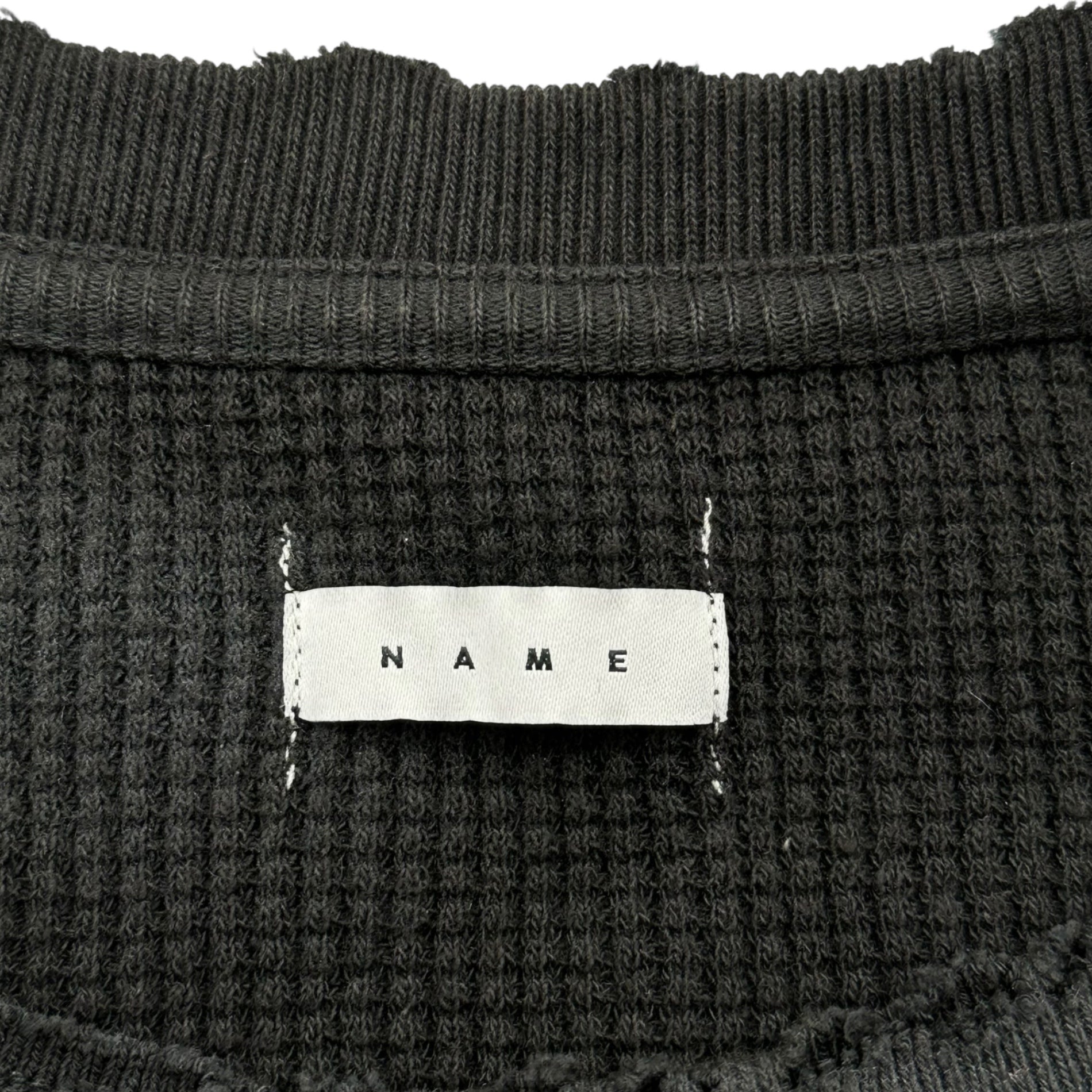 Name.(ネーム) WAFFLE TAPED LOOSE SLEEVE DAMAGE TEE ワッフル テープ ルーズスリーブ ダメージ Tシャツ NMCU-FI004 2 ブラック 長袖