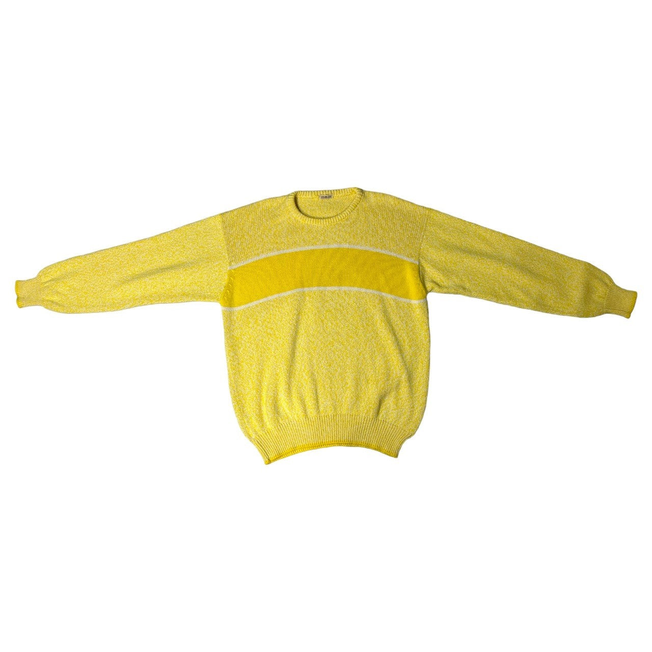 malo(マーロ) 80’s~90's vintage loose knit ヴィンテージ オーバーサイズ コットン ニット SIZE 48(L程度) イエロー×ホワイト