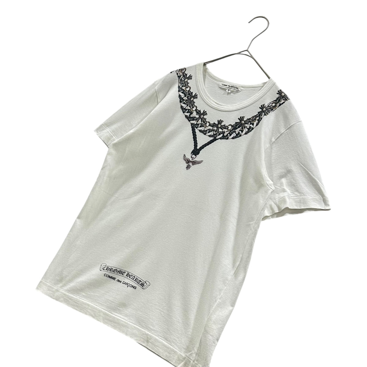 COMME des GARCONS × CHROME HEARTS(コムデギャルソン × クロムハーツ) 2007 Christmas Limited Edition Printed T-Shirt 2007年 クリスマス限定 プリント Tシャツ OT-T024 S ホワイト×ブラック FOTI MAHALIA フォティ マハリア 男性着用可能