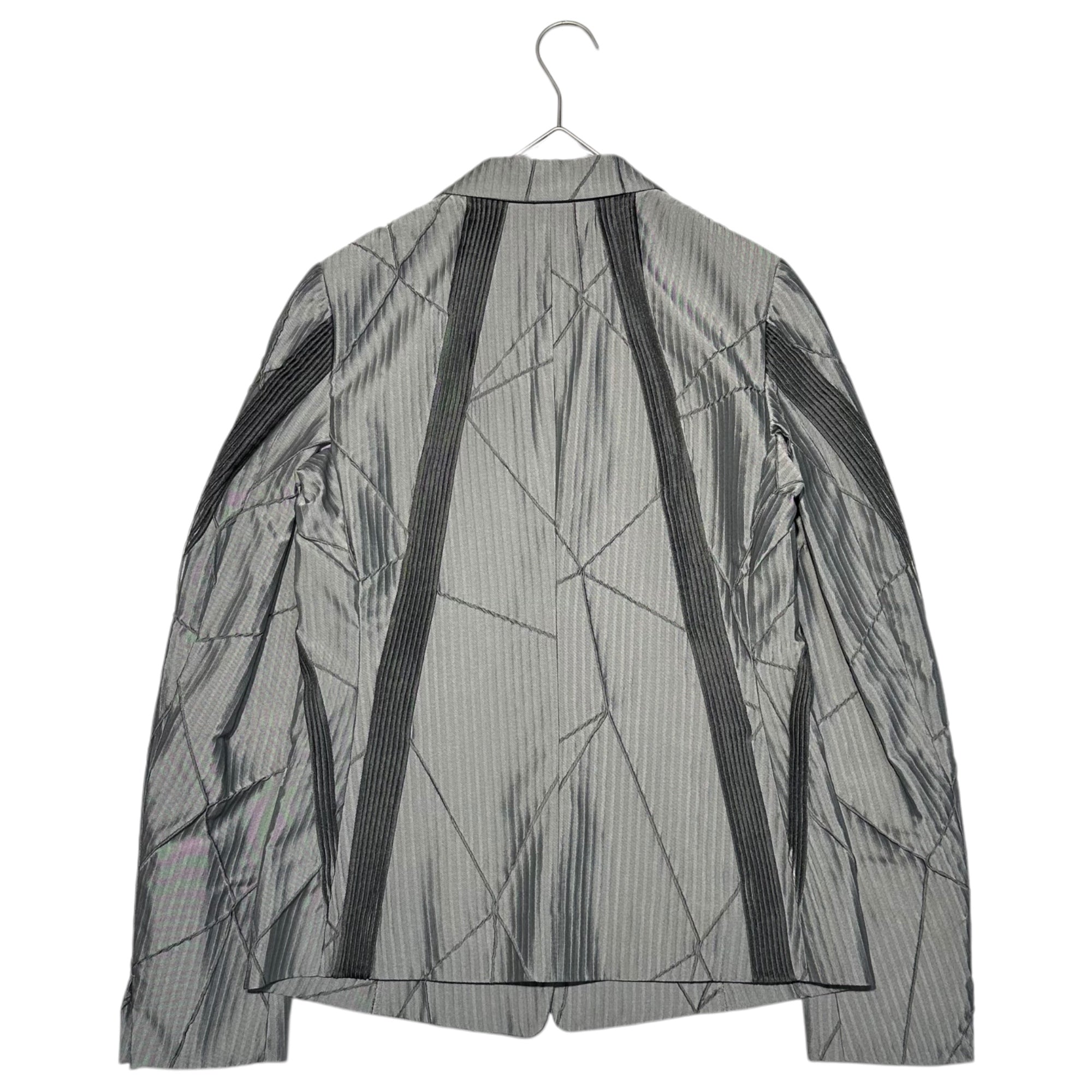 ISSEY MIYAKE(イッセイミヤケ) 09AW Runway Collection Pleated switching A.POC tailored jacket 2009年 ランウェイ コレクション プリーツ 切替 A.POC テーラード ジャケット IM93FD531 2(M程度) シルバー×チャコールグレー