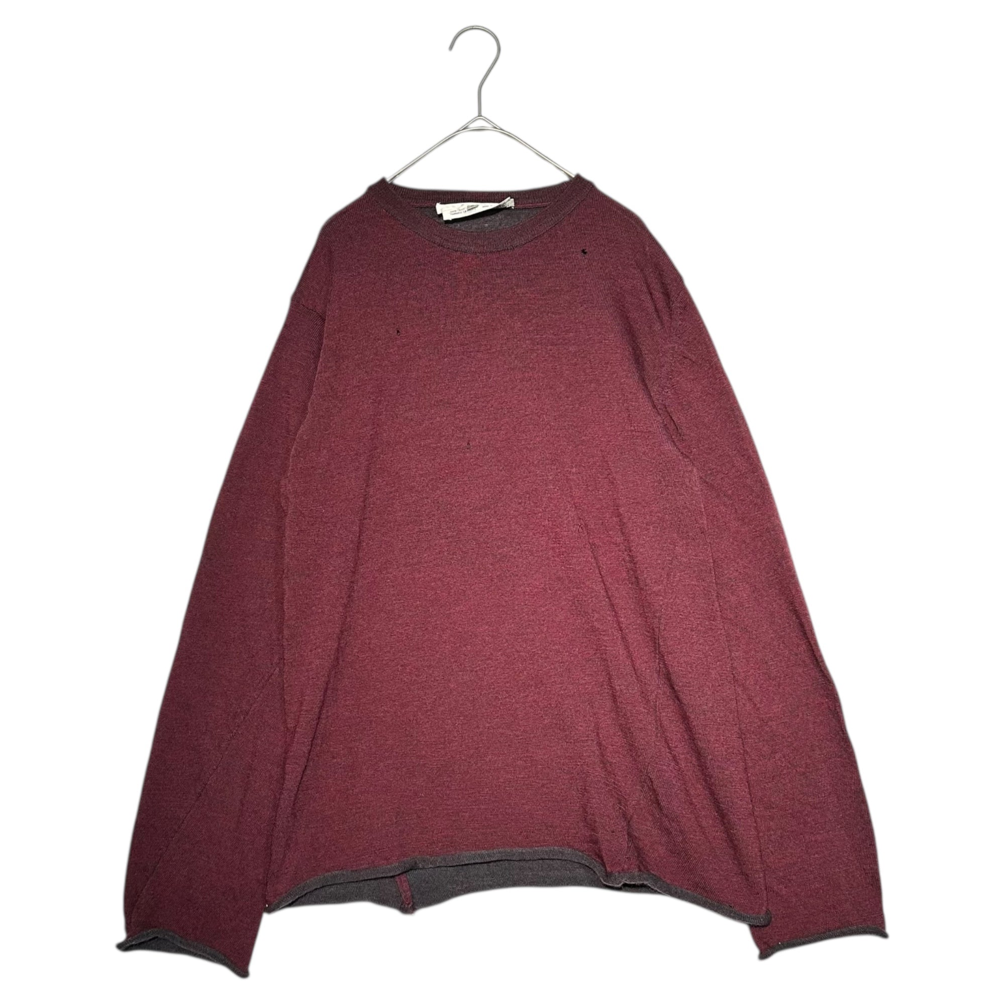 COMME des GARCONS SHIRT(コムデギャルソンシャツ) 90's~00's Hem Roll-Up Wool Knit 裾 ロール アップ ウール ニット S ボルドー