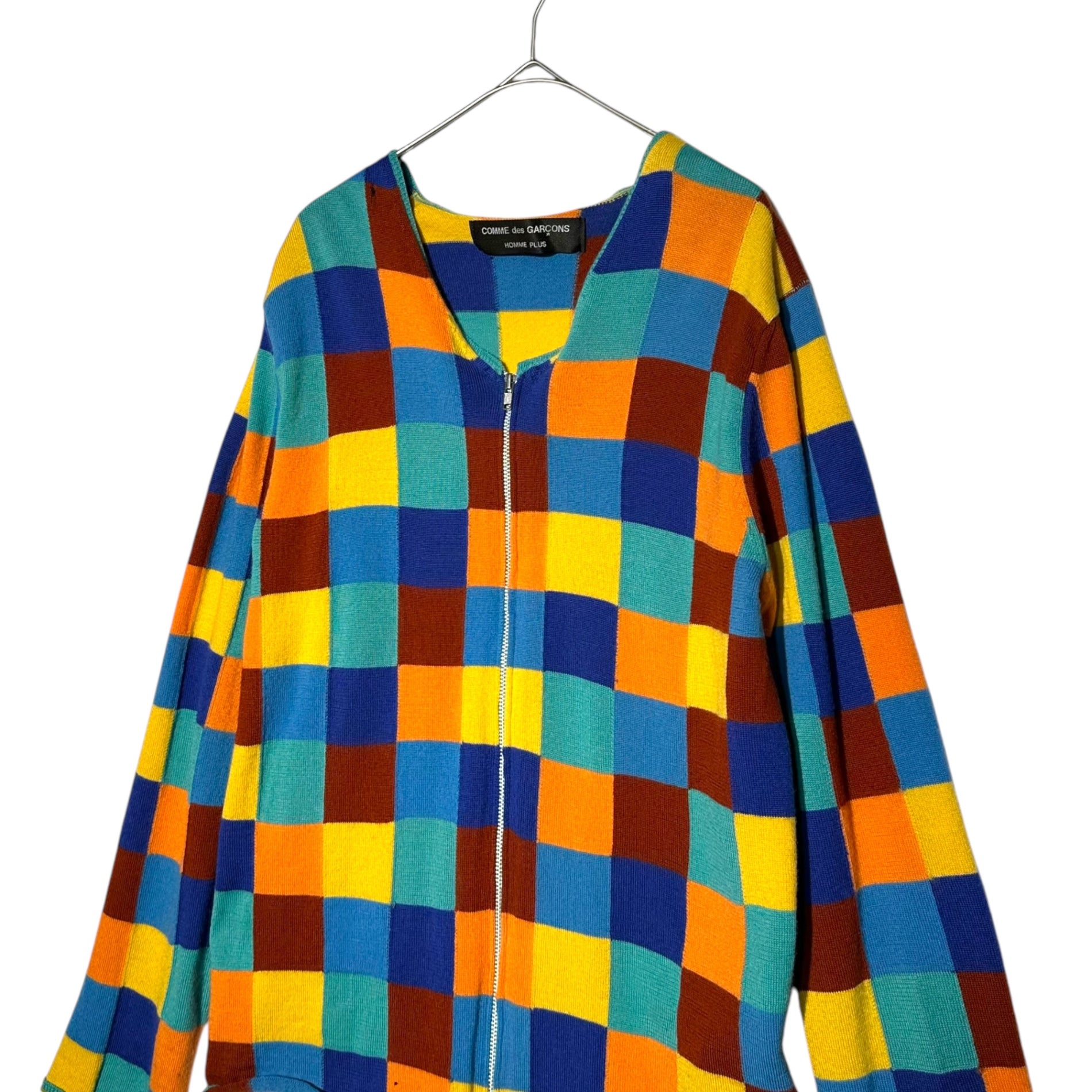 COMME des GARCONS HOMME PLUS(コムデギャルソンオムプリュス) 01AW panel check cardigan/パネルチェックカーディガン/00s/ヴィンテージ PC-N037 表記なし(S~M程度) ミックス サイケ期 コレクションランウェイ着用アイテム