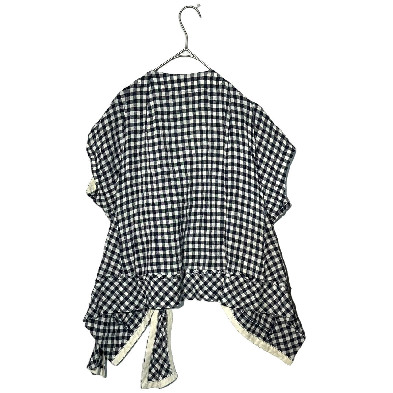 tricot COMME des GARCONS(トリココムデギャルソン) 17SS Gingham Check Linen Blend Back Open Sleeveless Blouse ギンガム チェック リネン ミックス バックオープン ノースリーブ ブラウス TS-B021 M ネイビー×ホワイト AD2016
