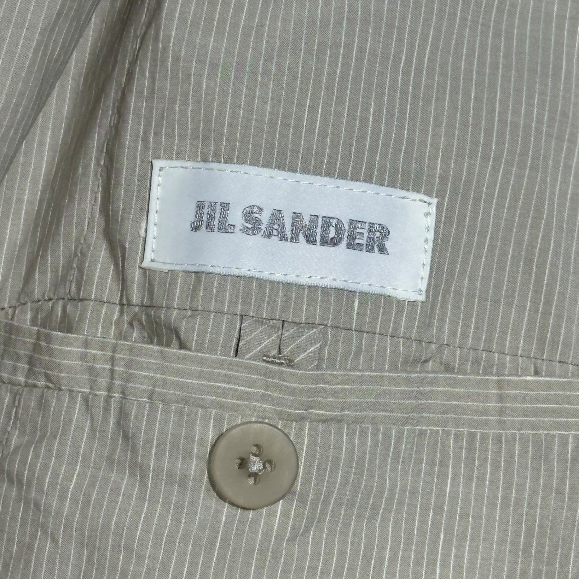 JIL SANDER(ジルサンダー) Cotton Linen Striped 2B Jacket コットン リネン ストライプ 2B ジャケット 150606 M255630 81 50(L程度) ベージュ