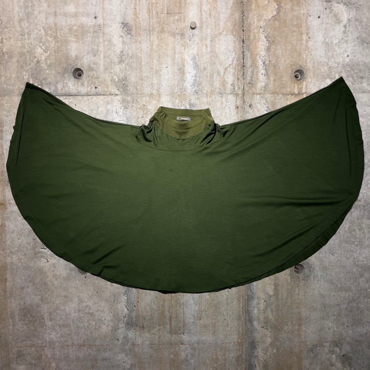 ISSEY MIYAKE(イッセイミヤケ) 80's筆タグ ウール ニット アシンメトリー スカート ゴムウエスト JY53058 M カーキ 80年代 ヴィンテージ