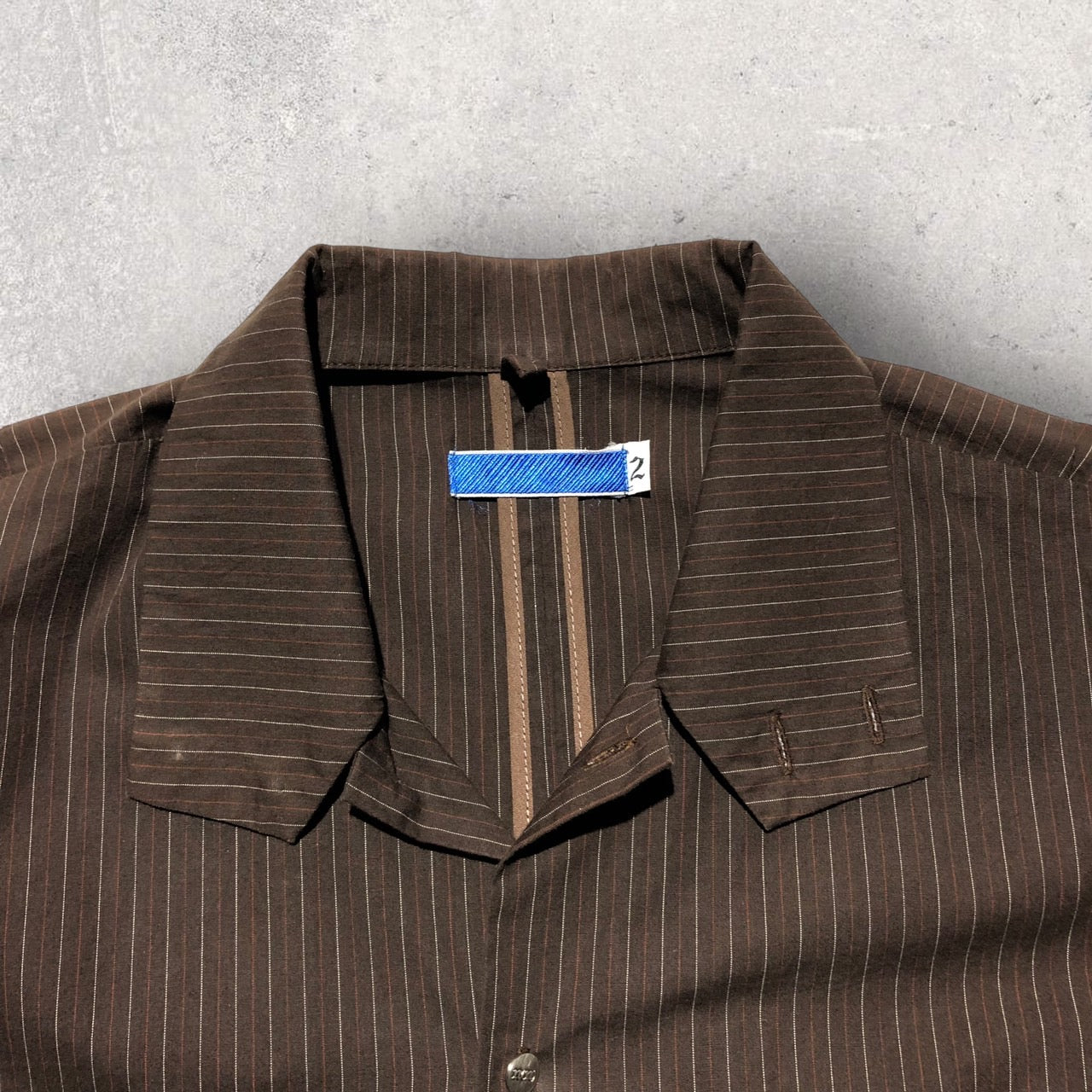 NUMBER (N)INE(ナンバーナイン) 90’s S/S zip pocket striped shirt 半袖 ジップ ポケット ストライプ シャツ S(Mサイズ程度) ブラウン 初期青タグ 90年代