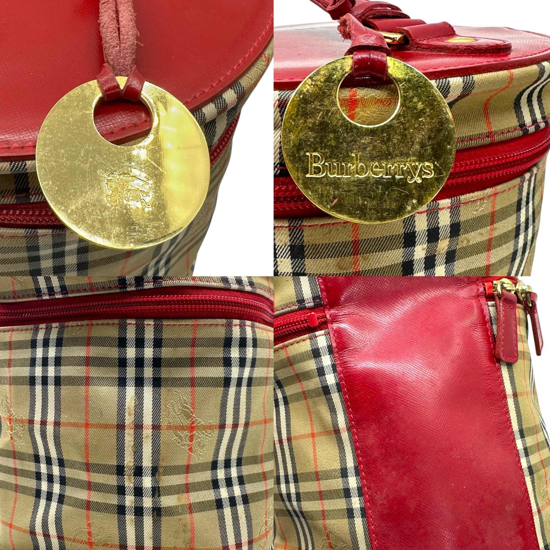 Burberry’s(バーバリーズ) Nova Check Vanity Bag Pouch ノバチェック バニティ バッグ ポーチ ベージュ×レッド
