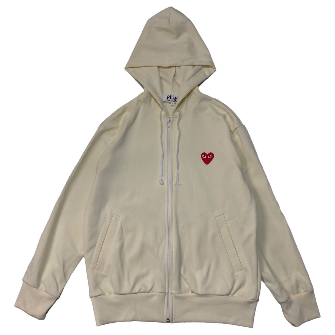 PLAY COMME des GARCONS(プレイコムデギャルソン) Sweatshirt hoodie ハート ロゴ ジップ パーカー AZ-T172 L アイボリー AD2012