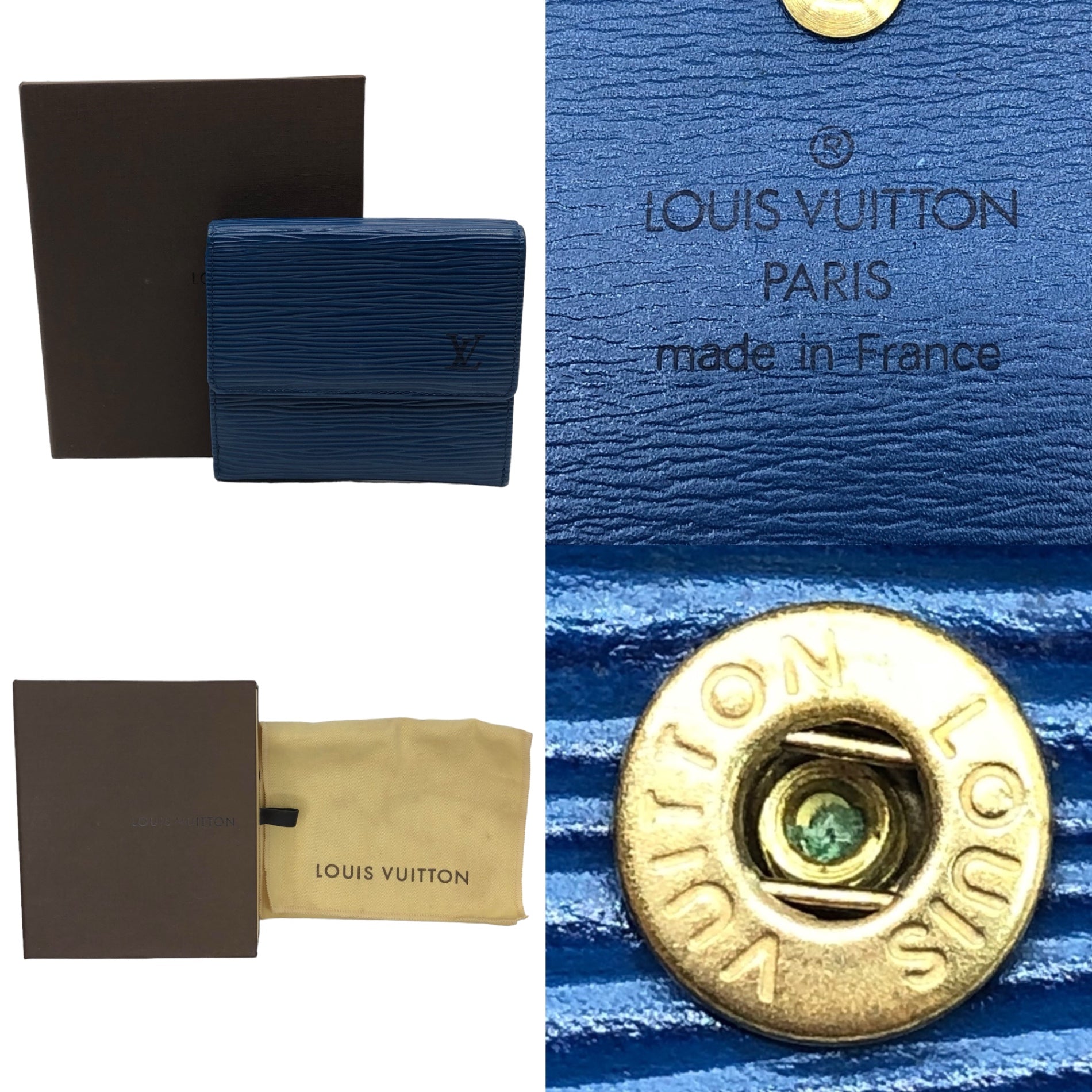 LOUIS VUITTON(ルイヴィトン) エピ ポルト モネ ビエ カルト クレディ M63485 ブルー 3折り 財布 コンパクト ウォレット