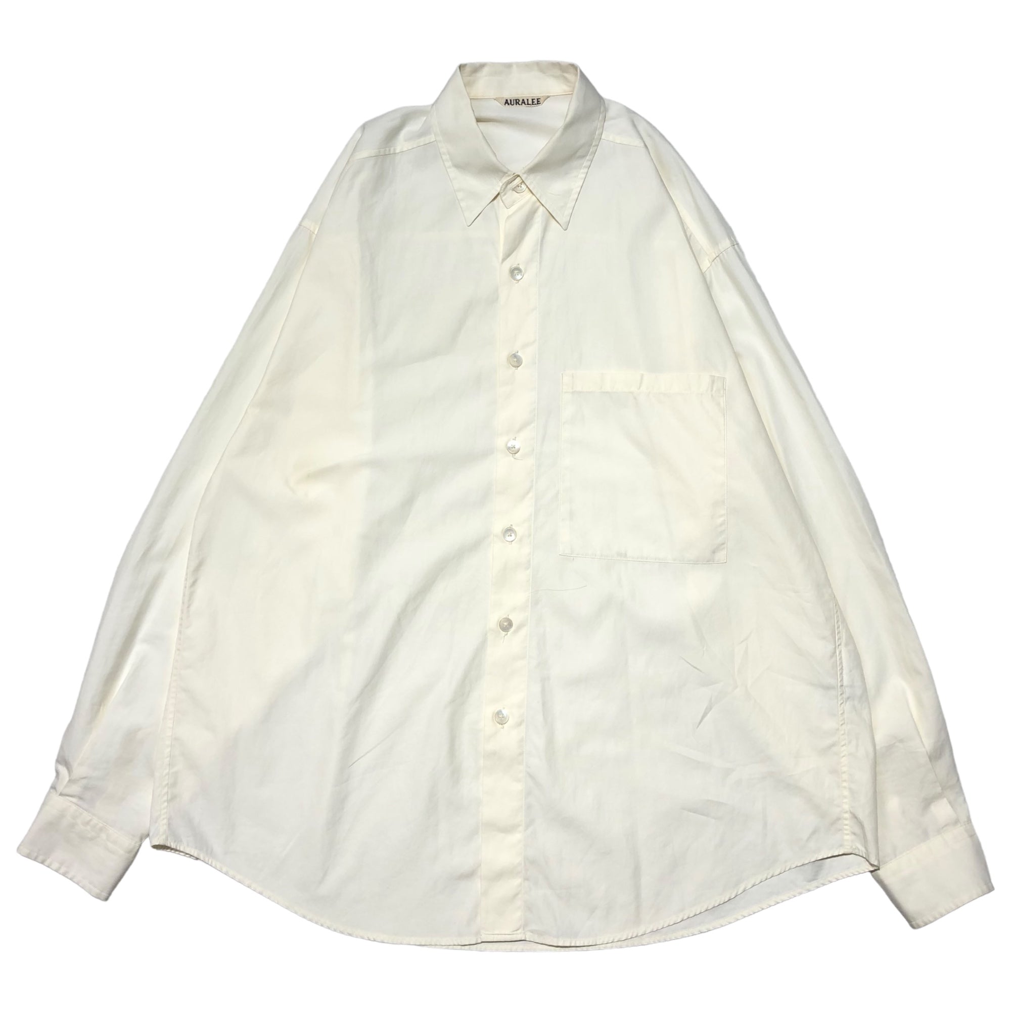 AURALEE(オーラリー) 21AW WASHED FINX TWILL BIG SHIRTS ウォッシュド フィンテック ツイル ビッグ シャツ AOOS03TN 3(L程度) クリーム(オフホワイト) オーバーサイズ 長袖