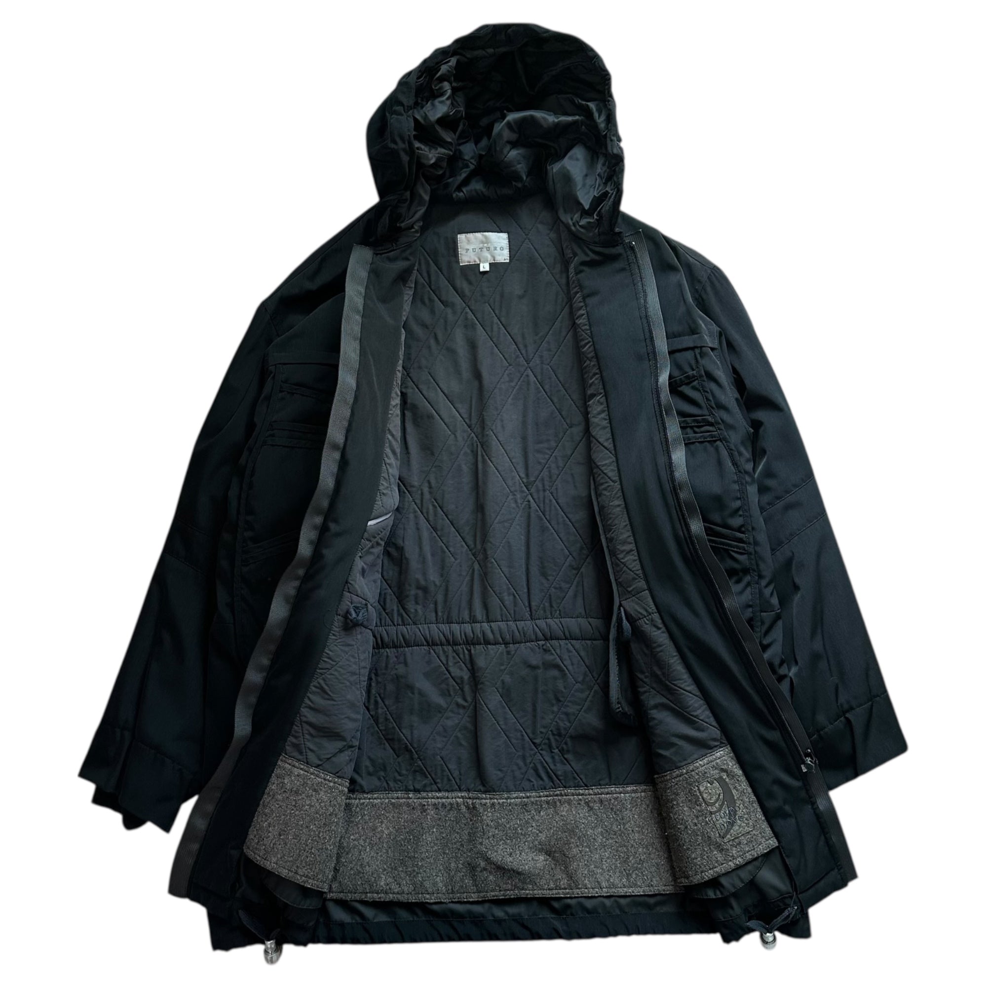 INTERMEZZO FUTURO(インターメッツォフトゥーロ) 00's Gimmick Pocket Hooded Jacket 2000年代 ギミック ポケット フーデッド ジャケット Y2K L ブラック D’URBAN 90~2000年代後半展開ライン