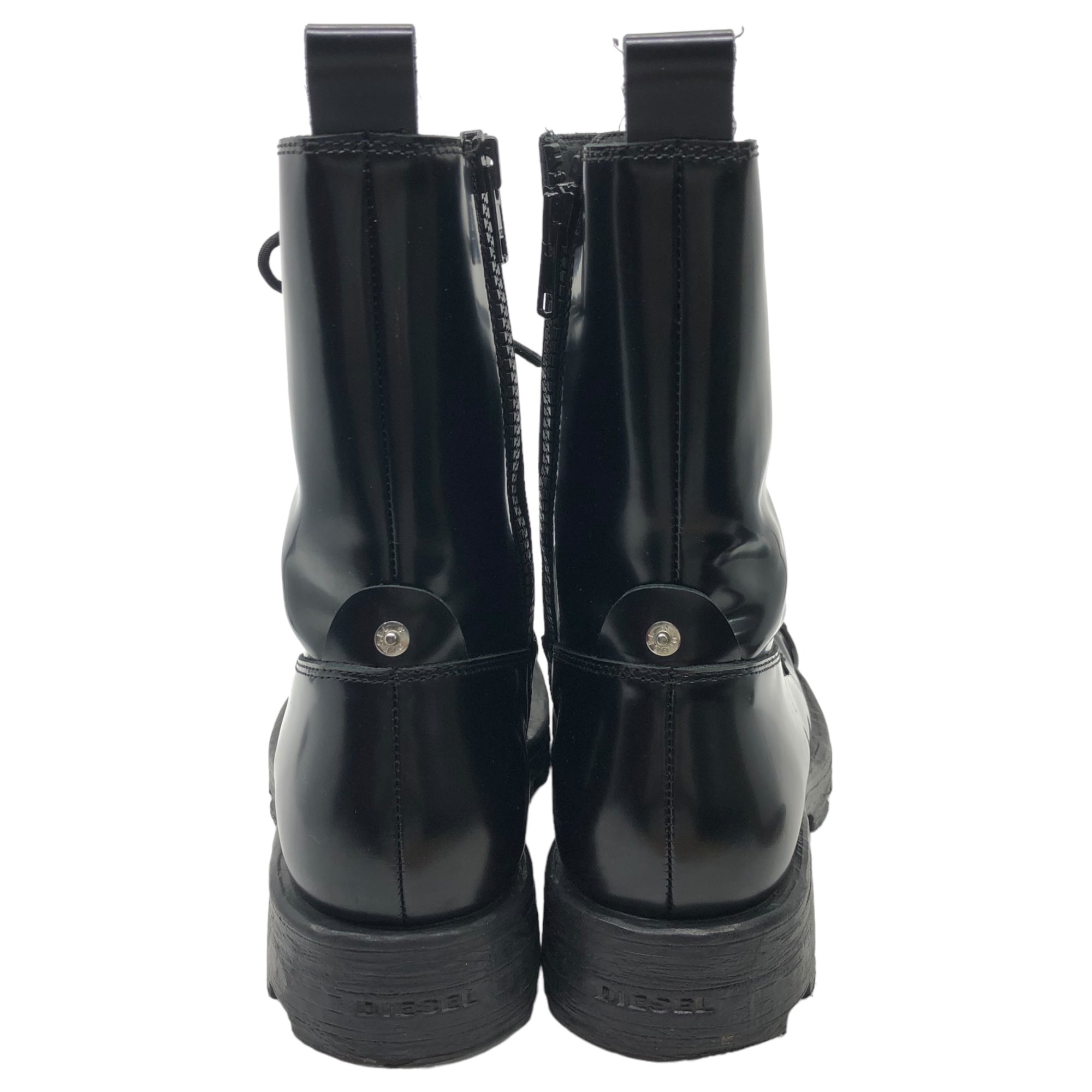 DIESEL(ディーゼル) D-Hammer Bt D D ロゴ ハンマー ブーツ 27cm ブラック レザー レースアップ サイドジップ