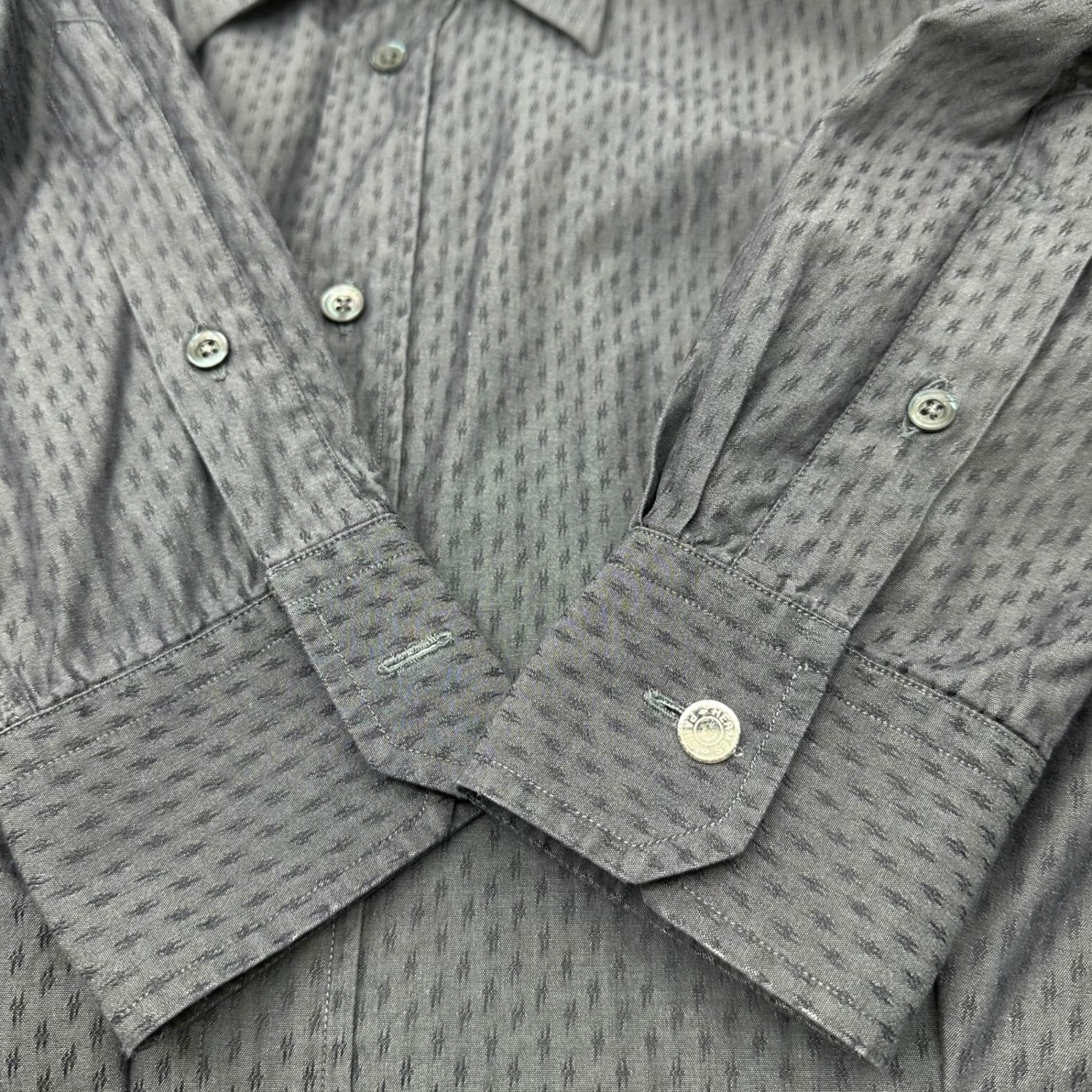 HERMES(エルメス) Vintage Diamond Stitch L/S Shirt ヴィンテージ ひし形 ステッチ 長袖 シャツ 42 16 1/2 ブラック(墨黒に近いお色味です) 国内代理店タグ無