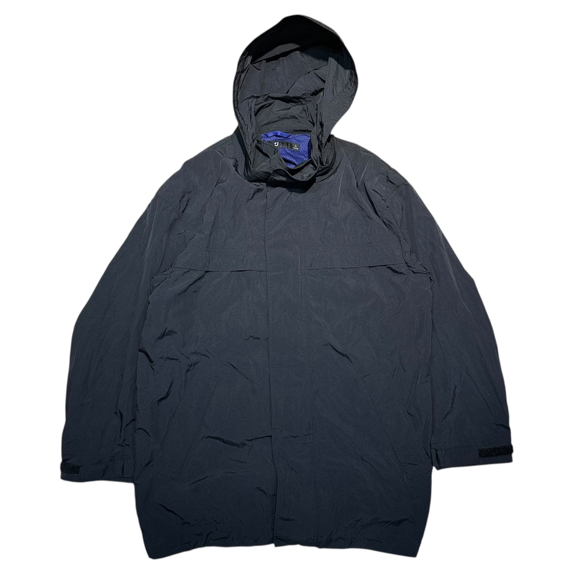 +J(プラスジェイ) オーバーサイズ フーデッド ハーフ コート 439927 L ブラック UNIQLO(ユニクロ) JIL SANDER(ジルサンダー) コラボ ナイロン マウンテンパーカー ジャケット