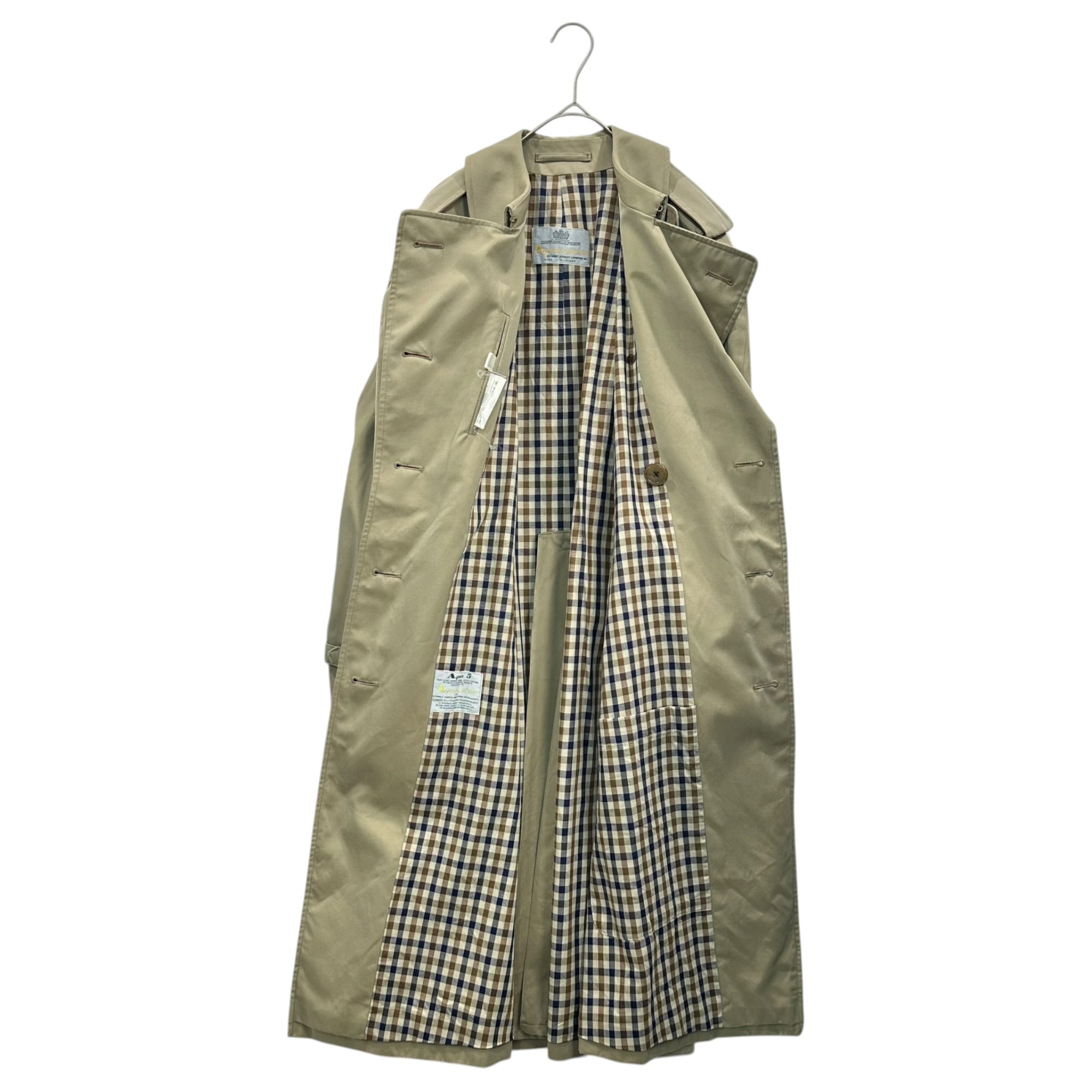 Aquascutum(アクアスキュータム) 80's England made Aqua 5 Trench coat 英国製 トレンチ コート M14(L~XL) ベージュ 80年代 チェック ロング ヴィンテージ