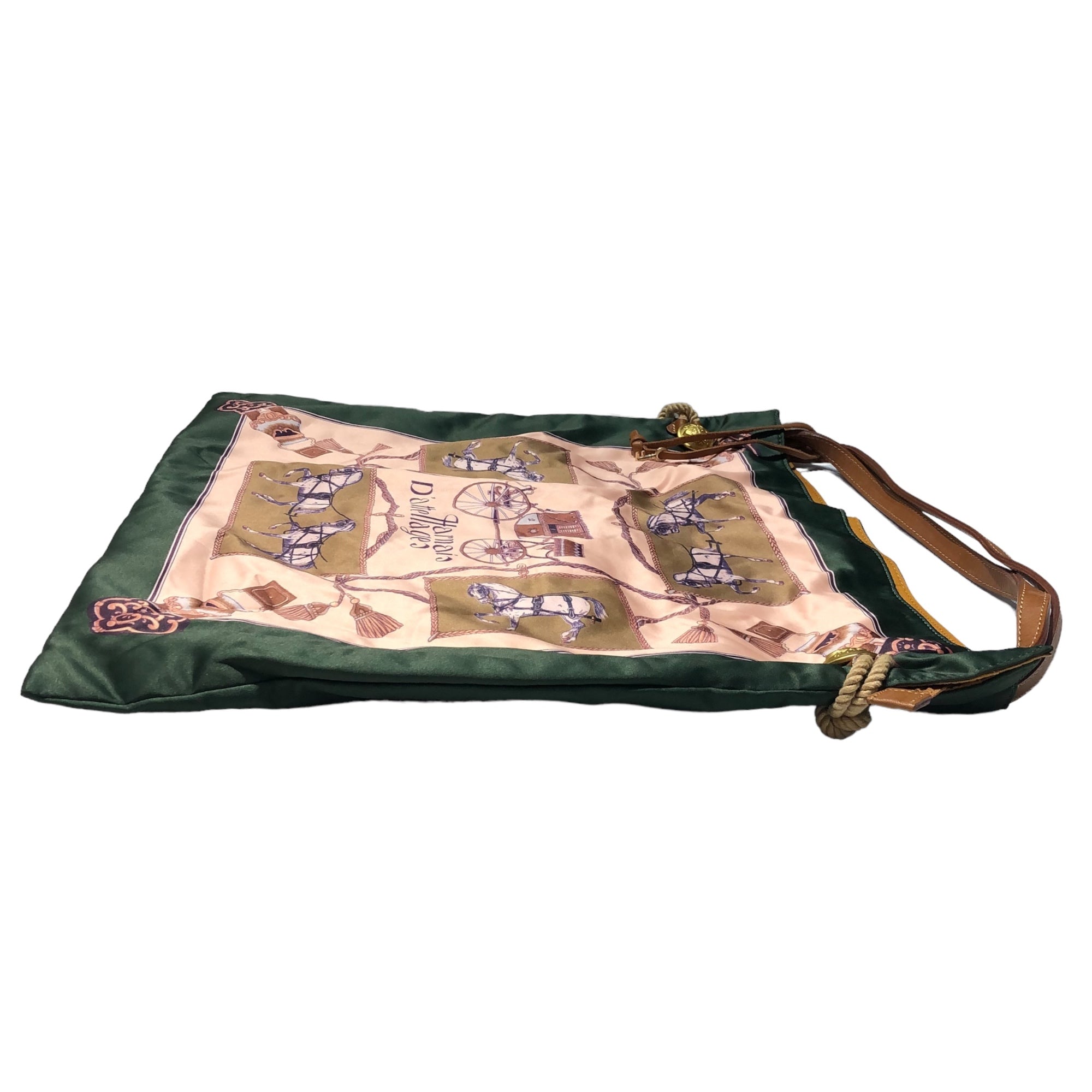 TOPKAPI(トプカピ) スカーフ 柄 トート バッグ ハンドバッグ 大き目 ベージュ×グリーン