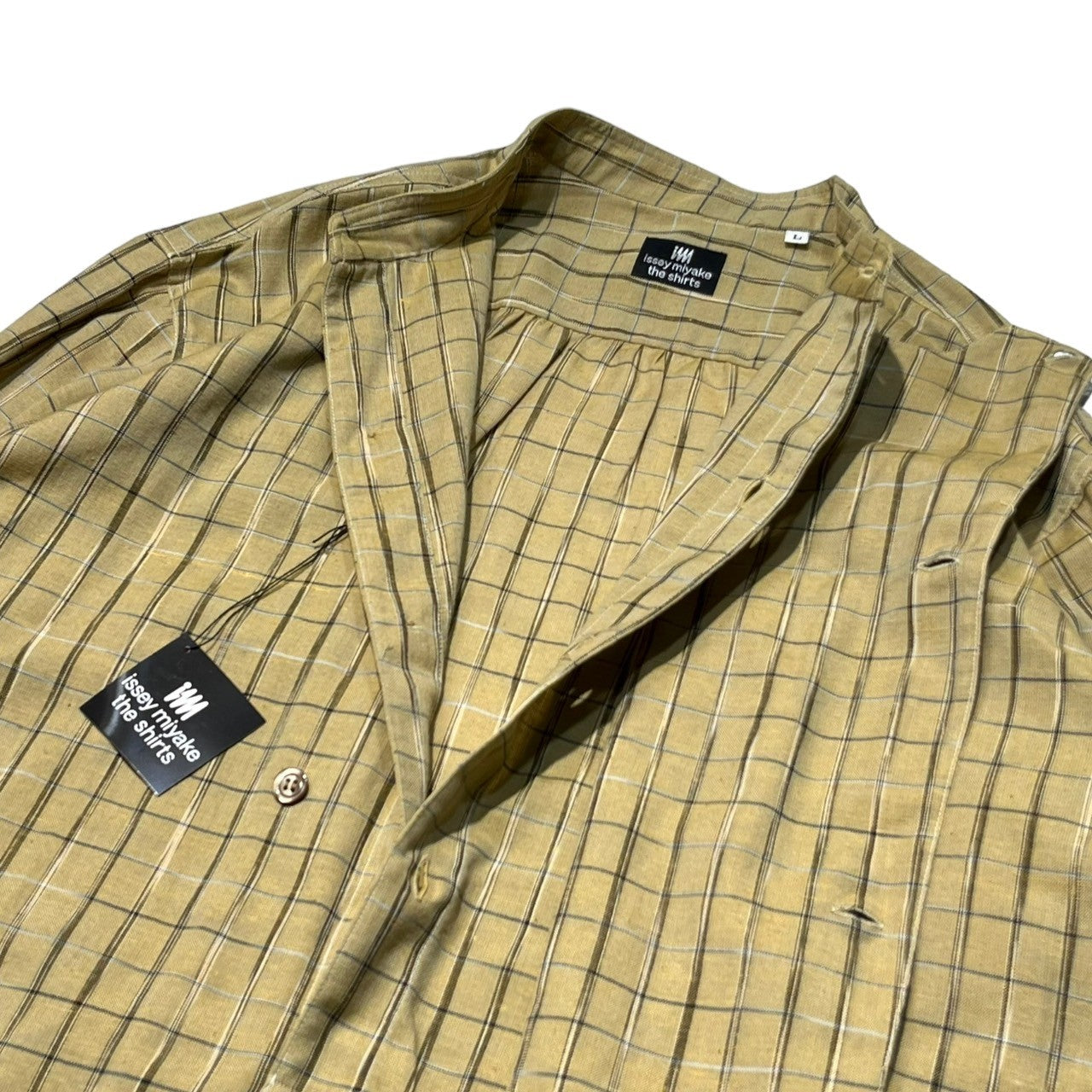 ISSEY MIYAKE(イッセイミヤケ) 80's ~ 90’s flap design check cock shirt フラップ デザイン チェック コック シャツ ハミルトン社製 I77001-A L イエロー 80年代 ~ 90年代 アーカイブ ヴィンテージ