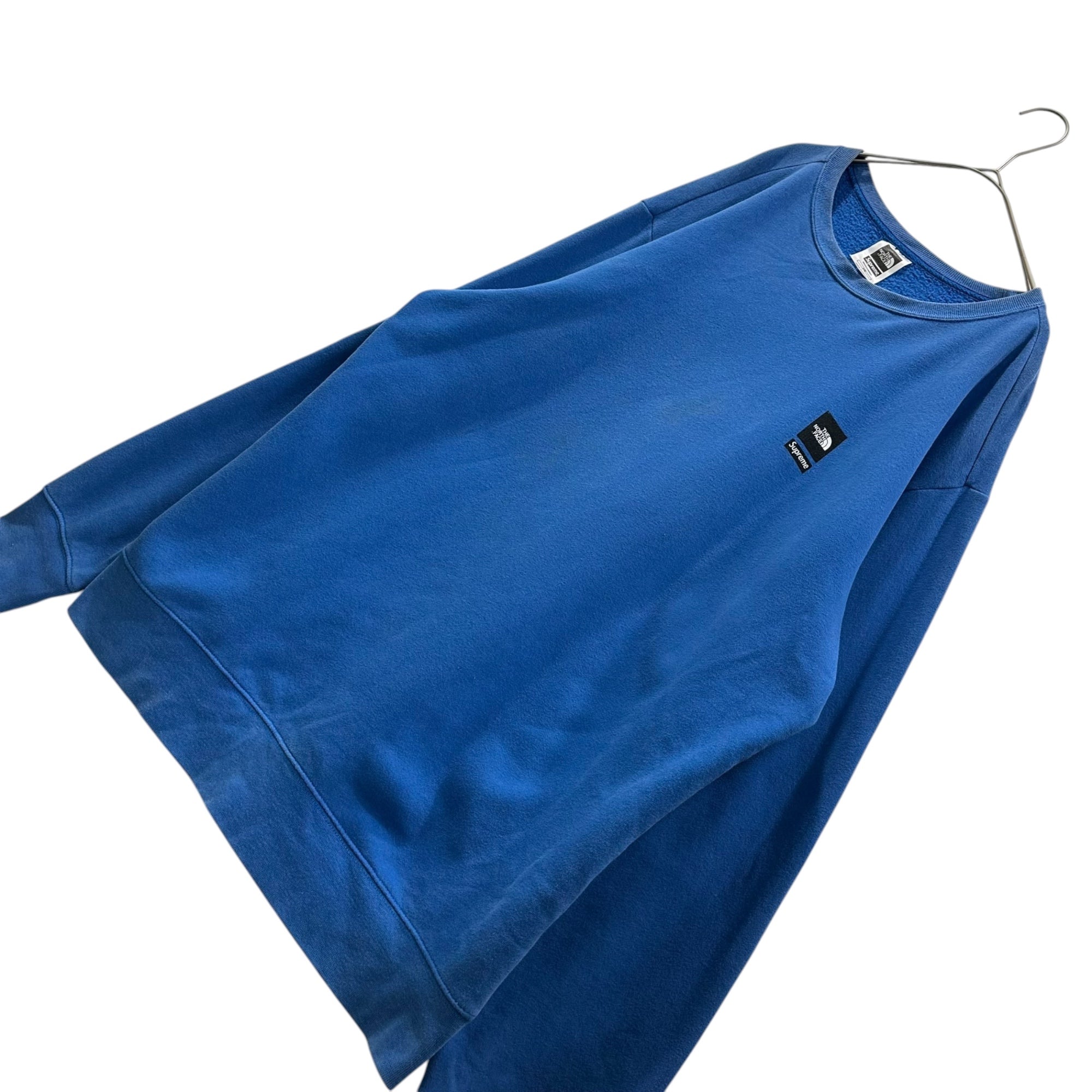 SUPREME×THE NORTH FACE(シュプリーム×ノースフェイス) 17AW Mountain Crewneck Sweatshirt マウンテン クルーネック スウェット NT61701I L ブルー ロゴ コラボ