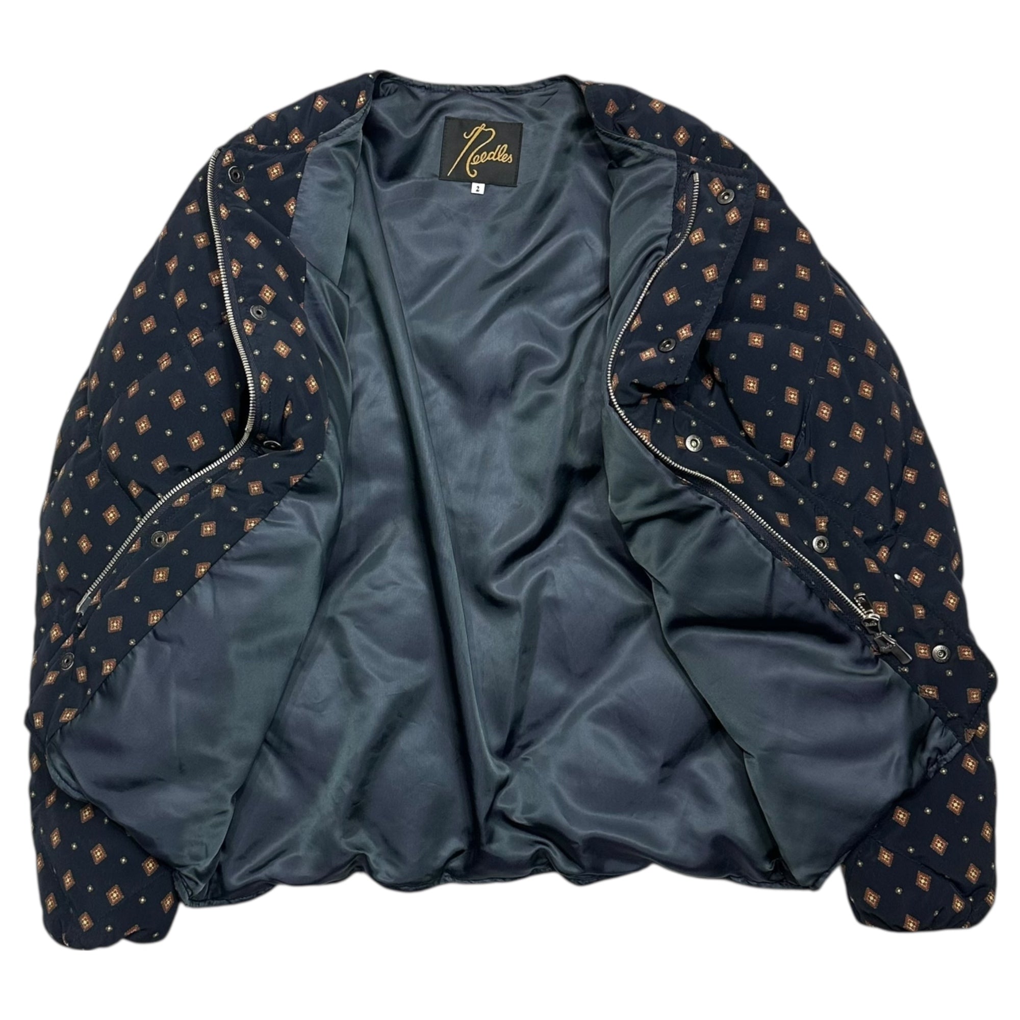 NEEDLES(ニードルズ) Small Paisley Quilted Down Jacket スモールペイズリー キルティング ダウン ジャケット 2(M程度) ネイビー×レッド BEAMS BOY取扱